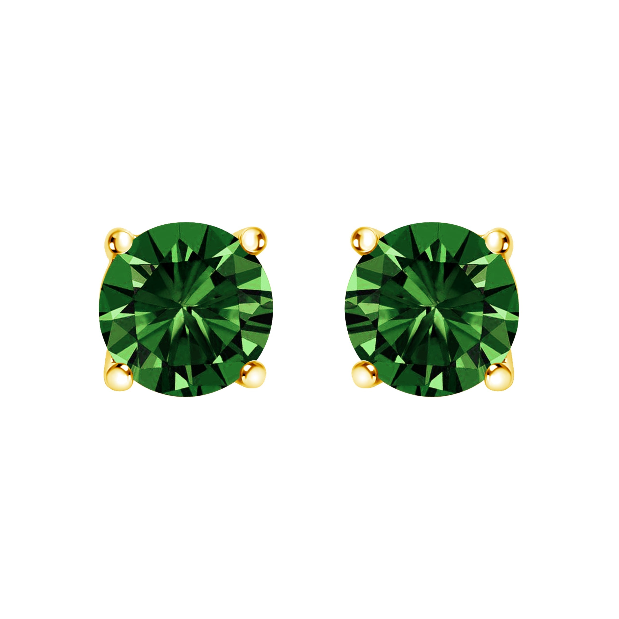 14K White Gold 1.0 Cttw Lab Grown Green Diamond Classic Solitaire Stud Earrings DestGlow