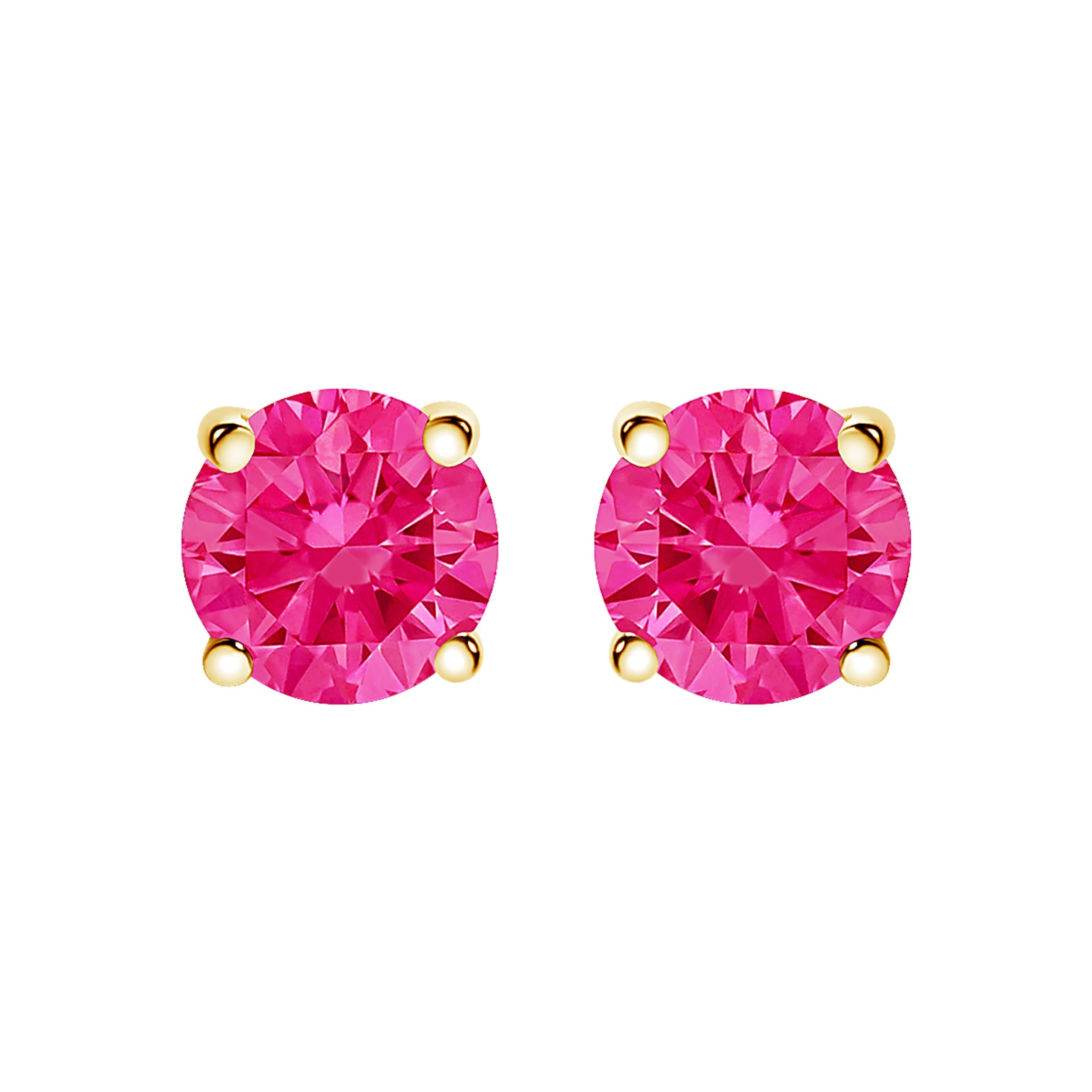 14K Yellow Gold 1.00 Cttw Round Brilliant Cut Lab Grown Pink Diamond 4-Prong Classic Solitaire Earrings (Pink Color, VVS2-VS1 Clarity) DestGlow