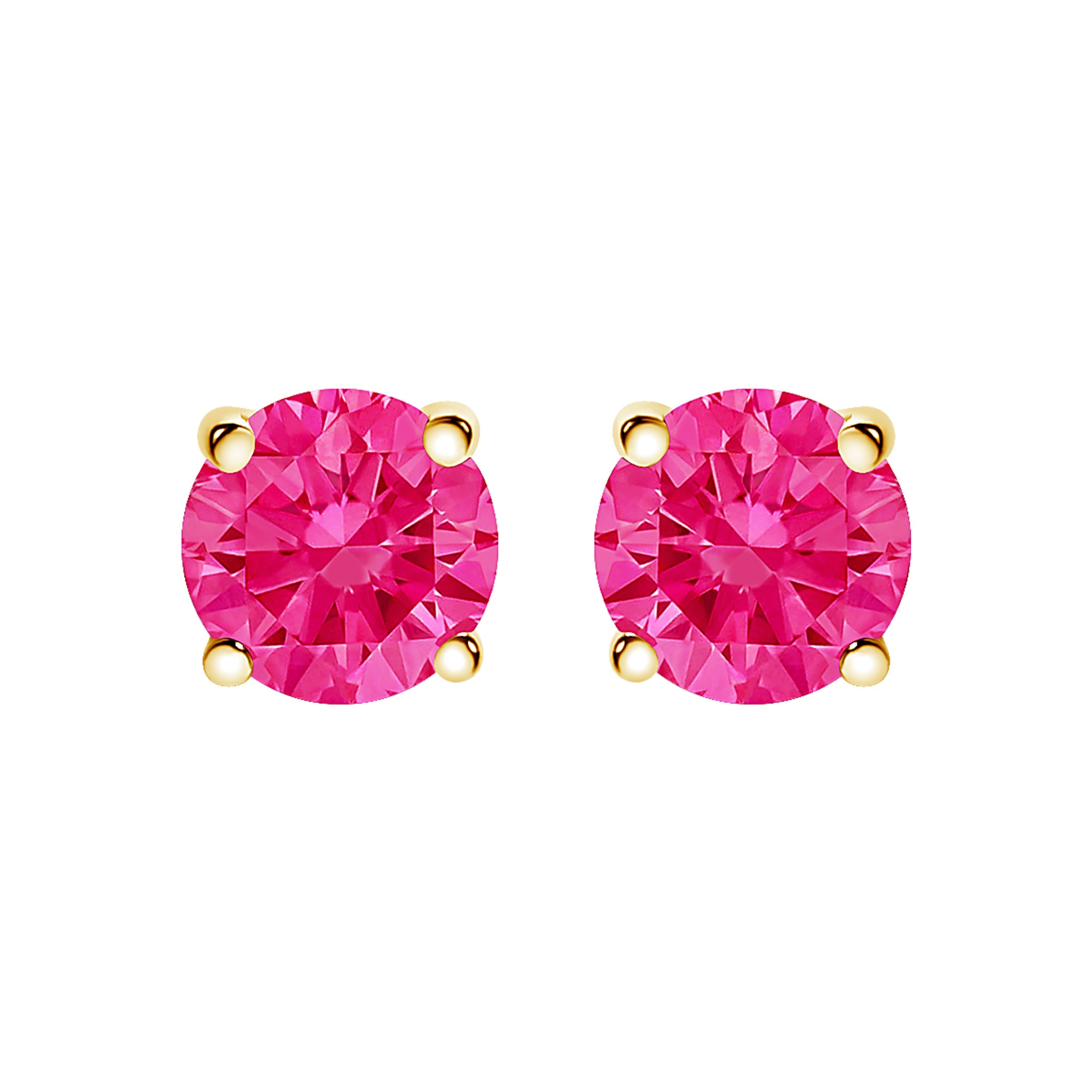 14K Yellow Gold 1.00 Cttw Round Brilliant Cut Lab Grown Pink Diamond 4-Prong Classic Solitaire Earrings (Pink Color, VVS2-VS1 Clarity) by Bids.com