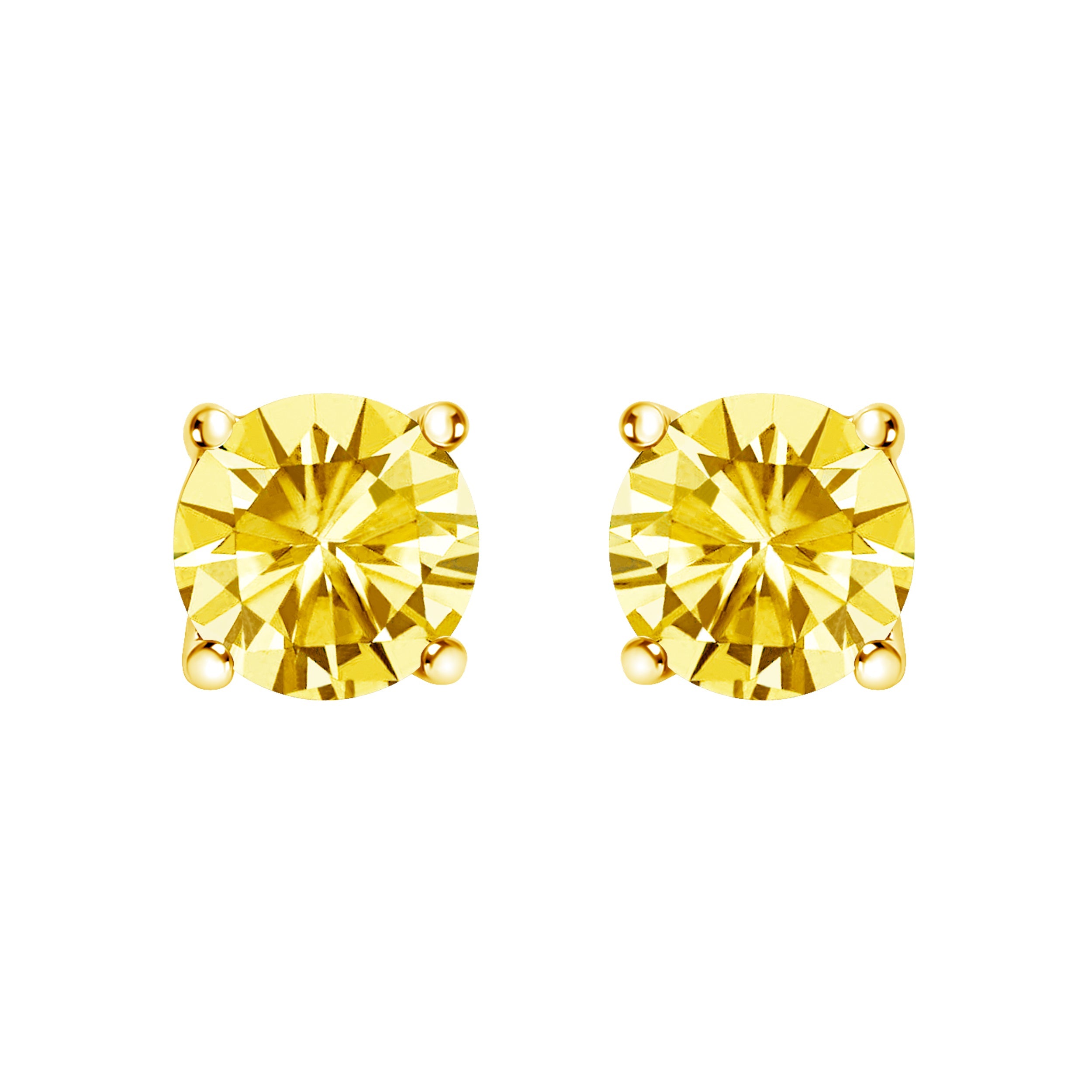 14K White Gold 1.0 Cttw Lab Grown Yellow Diamond Solitaire Stud Earrings (Yellow Color, VS2-SI1 Clarity) by Bids.com