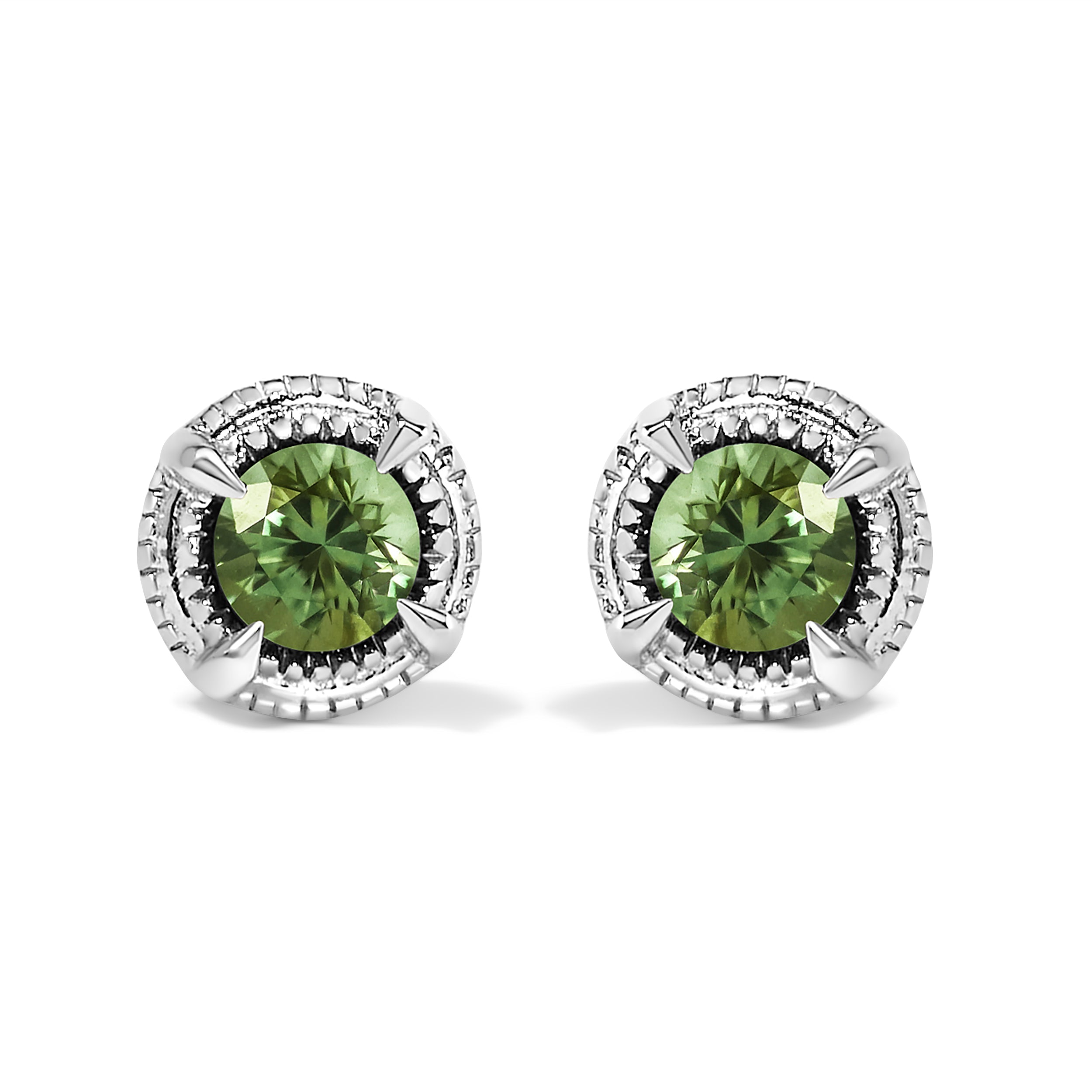 .925 Sterling Silver 1 cttw Treated Black Diamond Modern 4-Prong Solitaire Milgrain Stud Earrings (Black Color, I1-I2 Clarity) by Bids.com