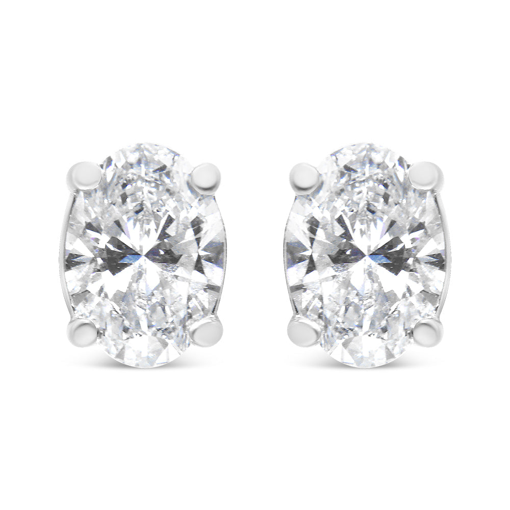 14K White Gold 1.00 Cttw Lab Grown Oval Solitaire Diamond Stud Earrings (F-G Color, VS2-SI1 Clarity) by Bids.com