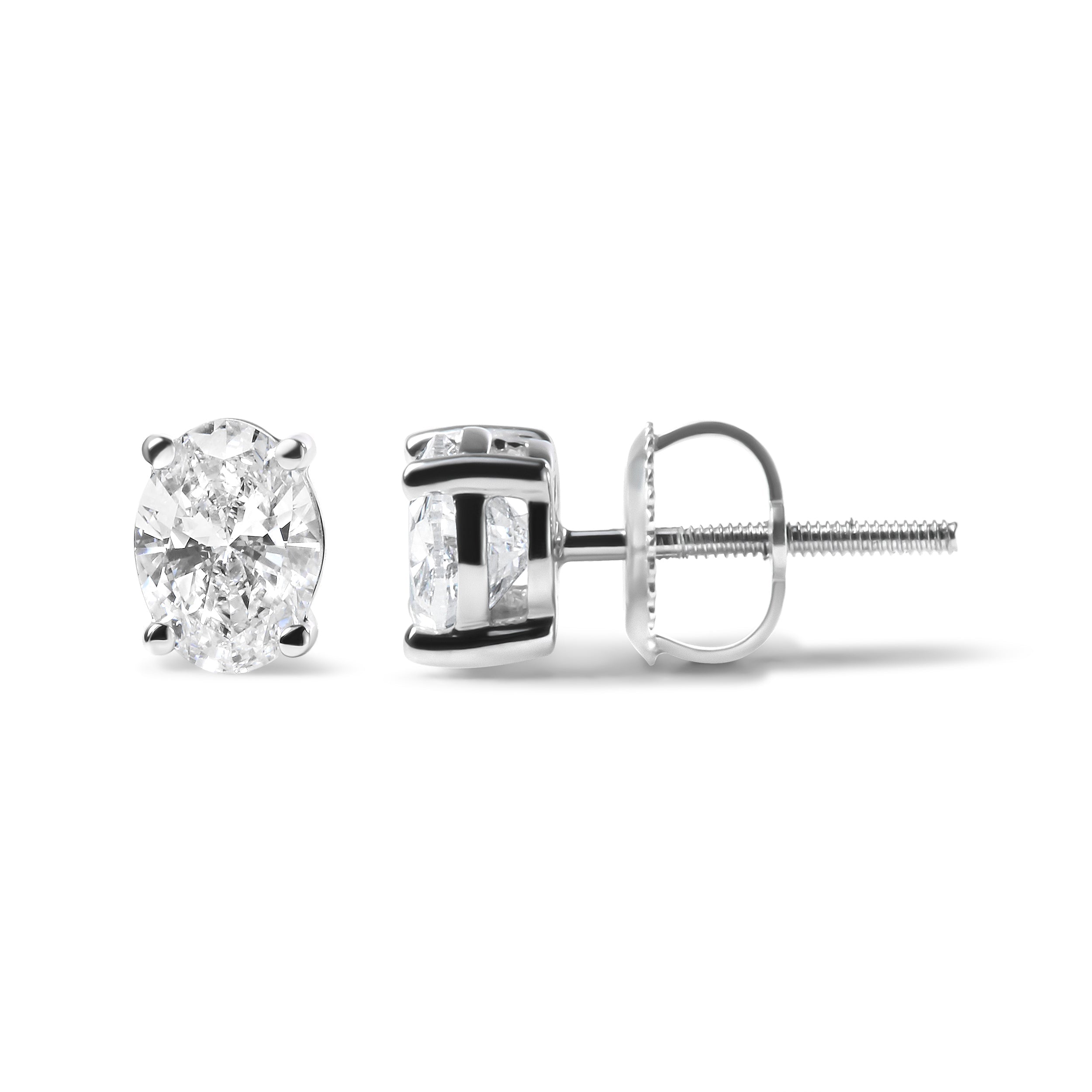 14K White Gold 3/4 Cttw Oval Shape Lab Grown Diamond Solitaire Stud Earrings (F-G Color, VS1-VS2 Clarity) by Bids.com