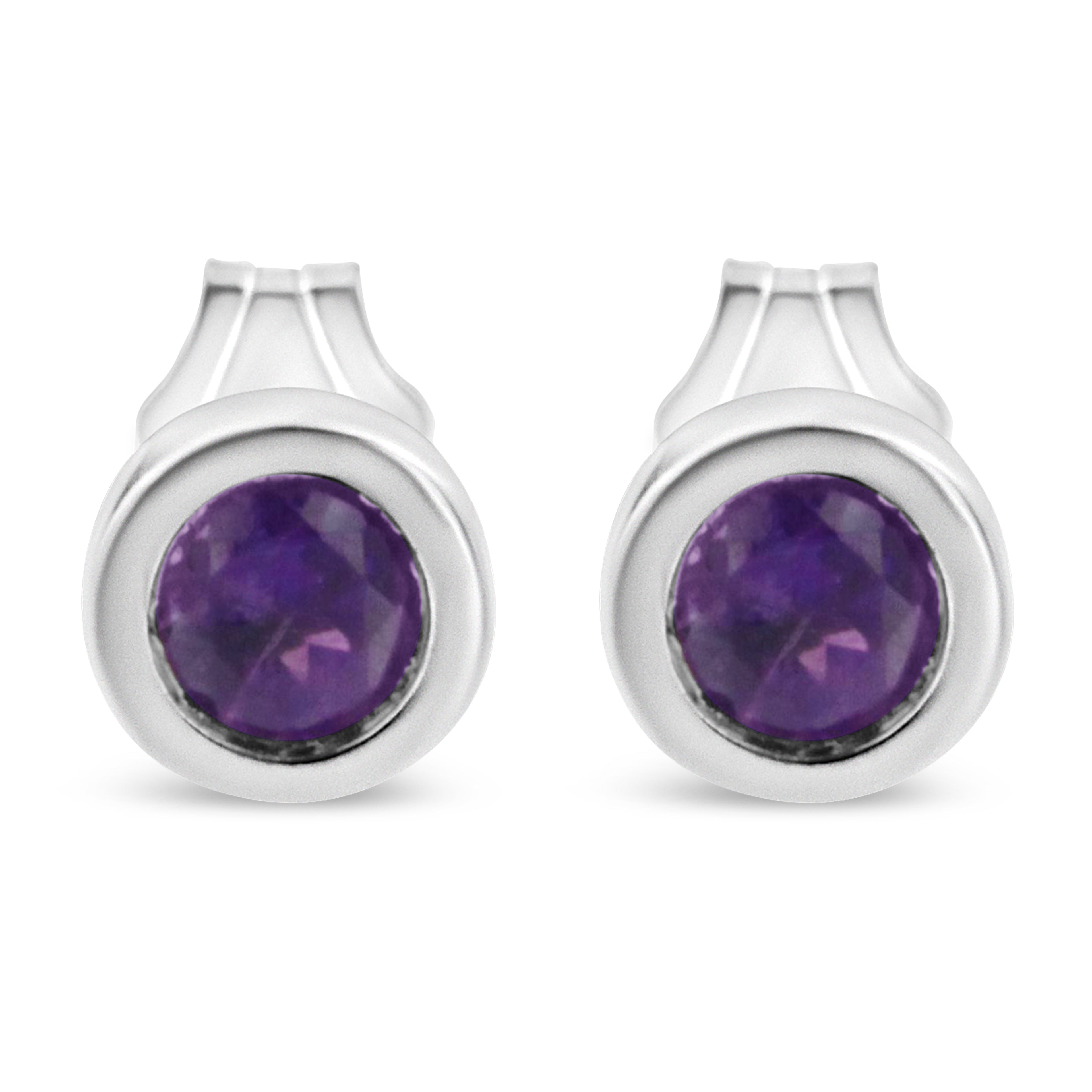 .925 Sterling Silver Bezel Set 3.5mm Created Red Ruby Gemstone Solitaire Stud Earrings by Bids.com