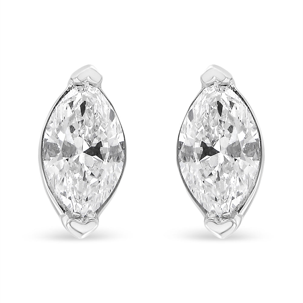 14K White Gold 4/5 Cttw Marquise Lab Grown Diamond Solitaire Stud Earrings DestGlow