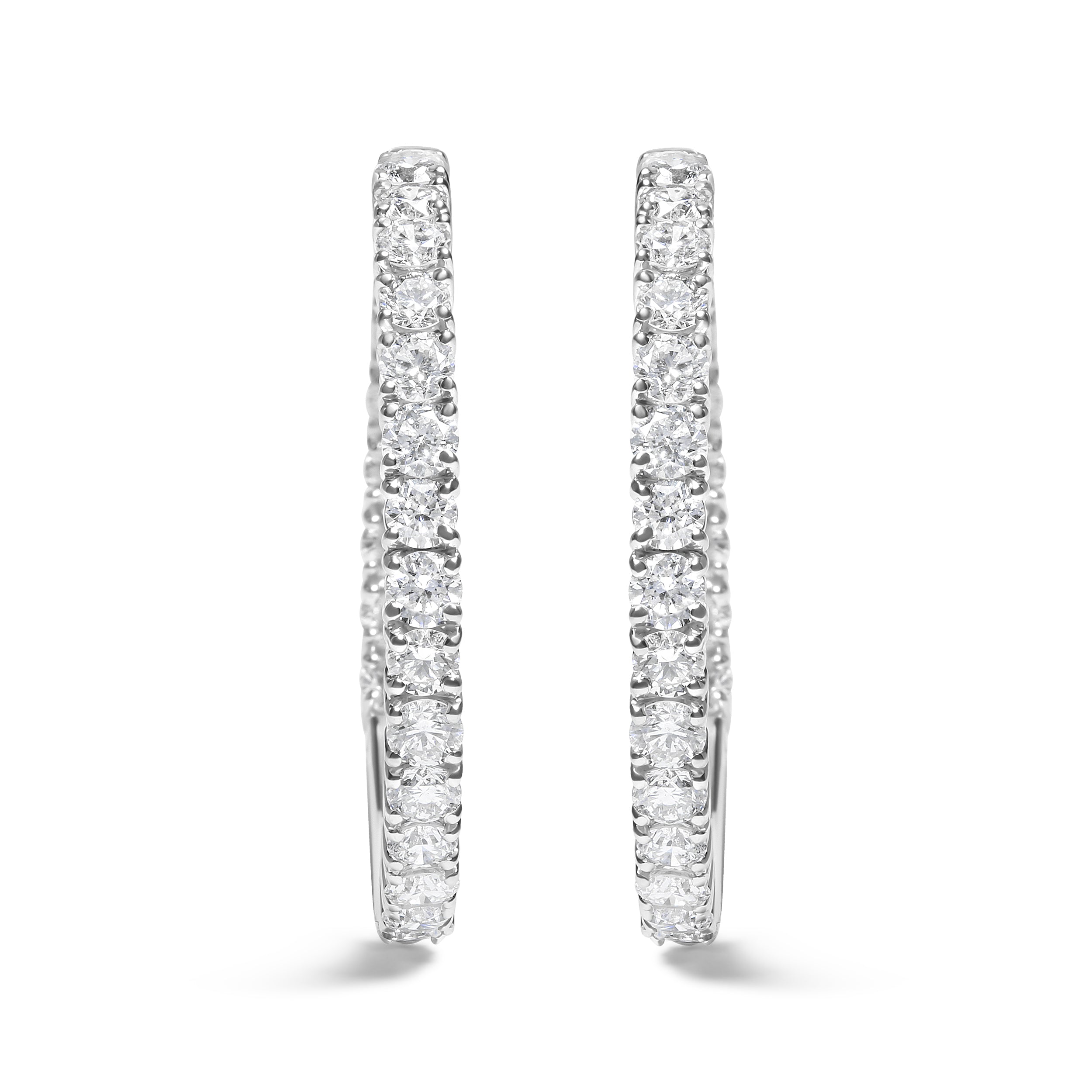 14K White Gold 5.00 Cttw Lab Grown Diamond Inside Out Hoop Earrings (F-G Color, VS1-VS2 Clarity) by Bids.com