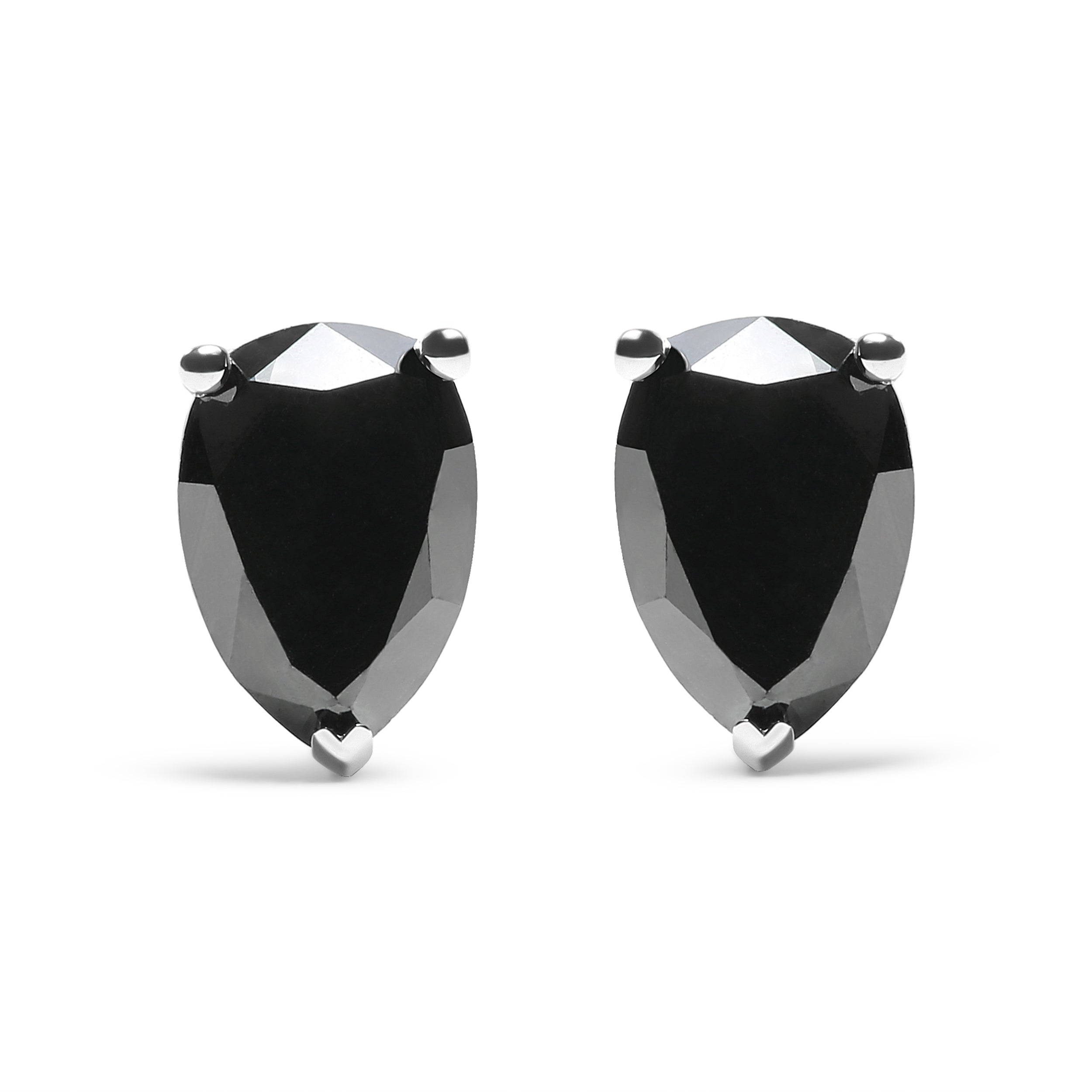 14K White Gold 2.00 Cttw Pear Cut Black Diamond Stud Earrings by Bids.com