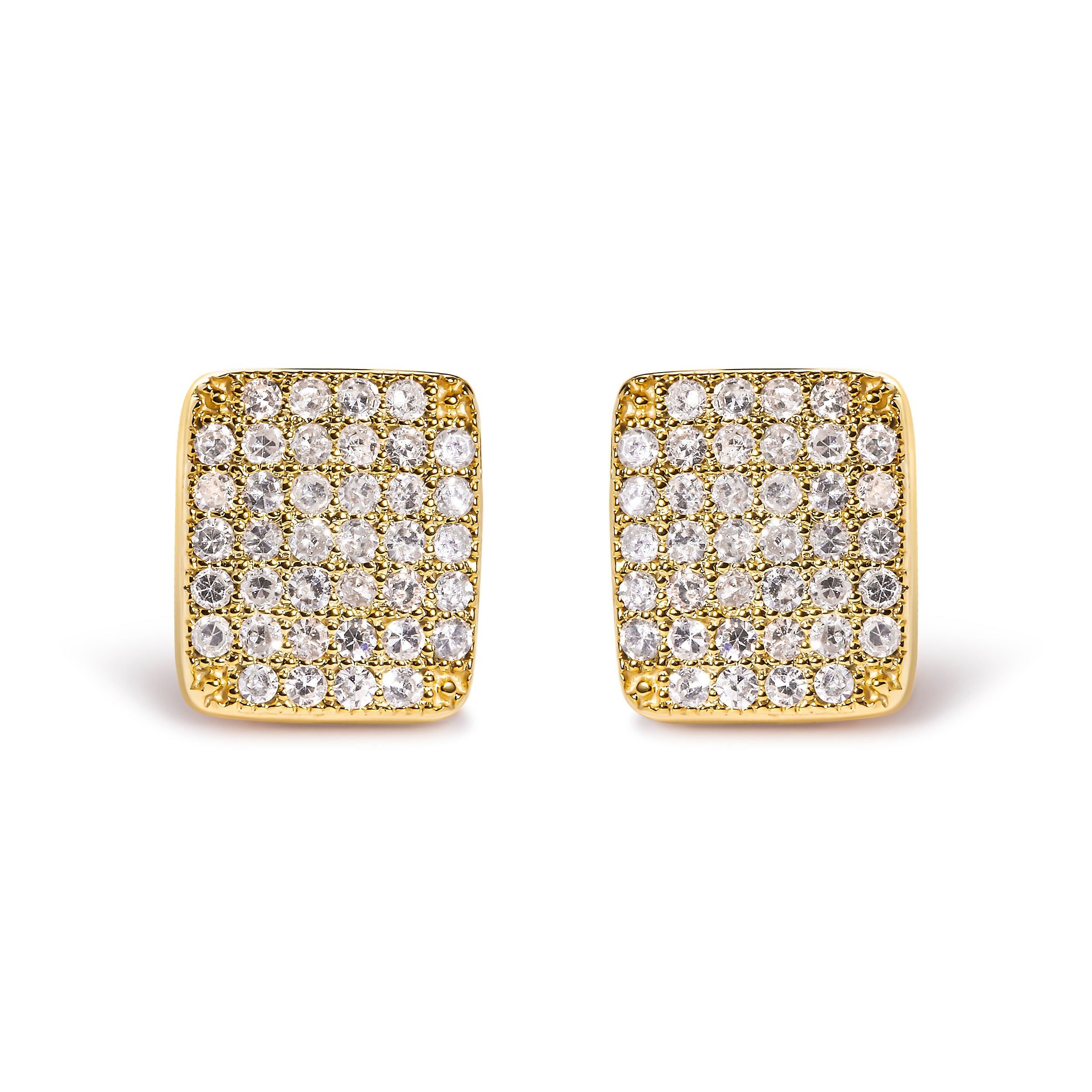 14K Yellow Gold 1/2 Cttw Diamond Square Shaped Composite Cluster Stud Earrings (I-J Color, I1-I2 Clarity) by Bids.com