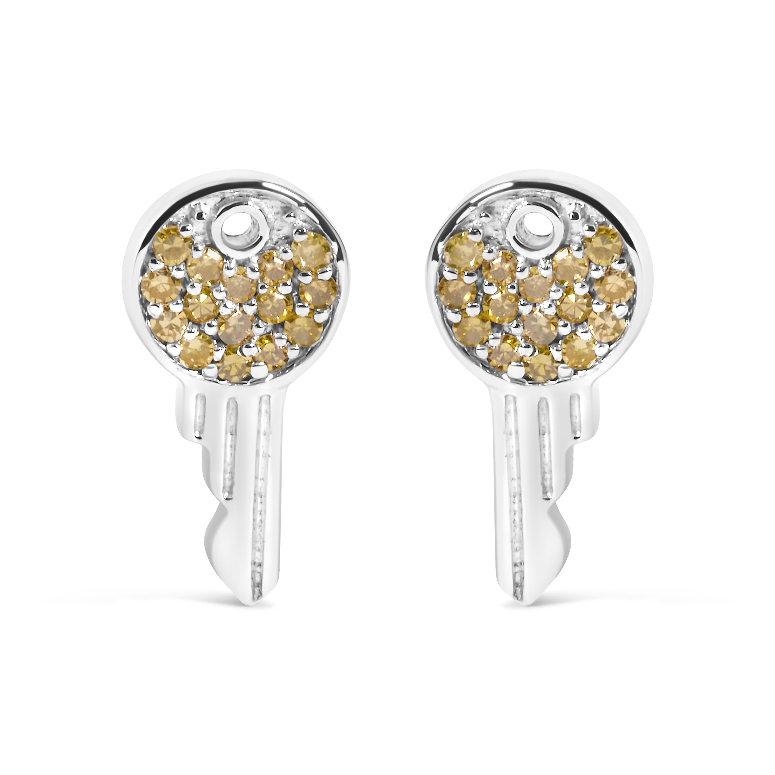 925 Sterling Silver 1/6ct TDW Yellow Treated Diamond Charm Earrings DestGlow
