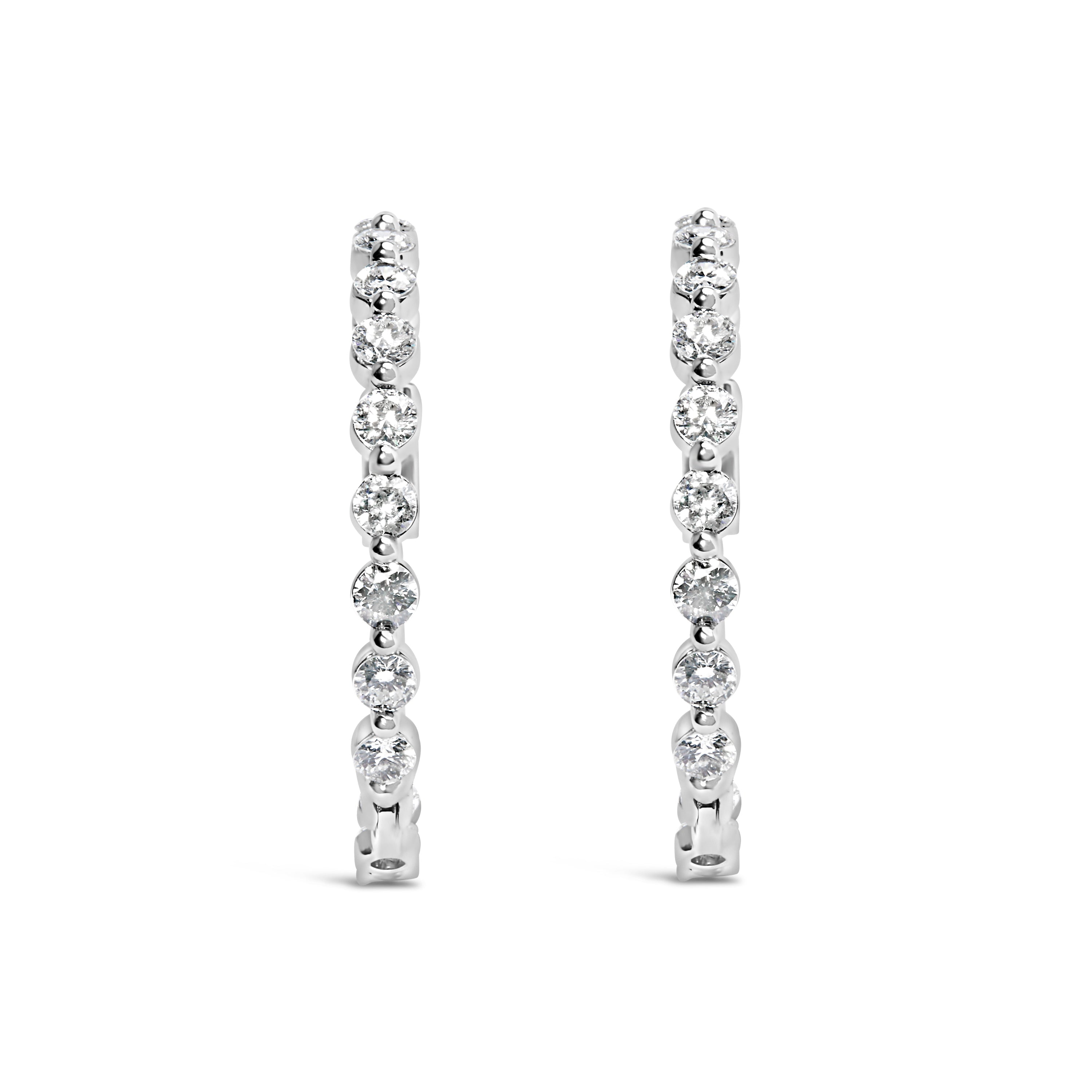 14K White Gold 5.00 Cttw Lab Grown Diamond Inside-Out Hoop Earring by Bids.com