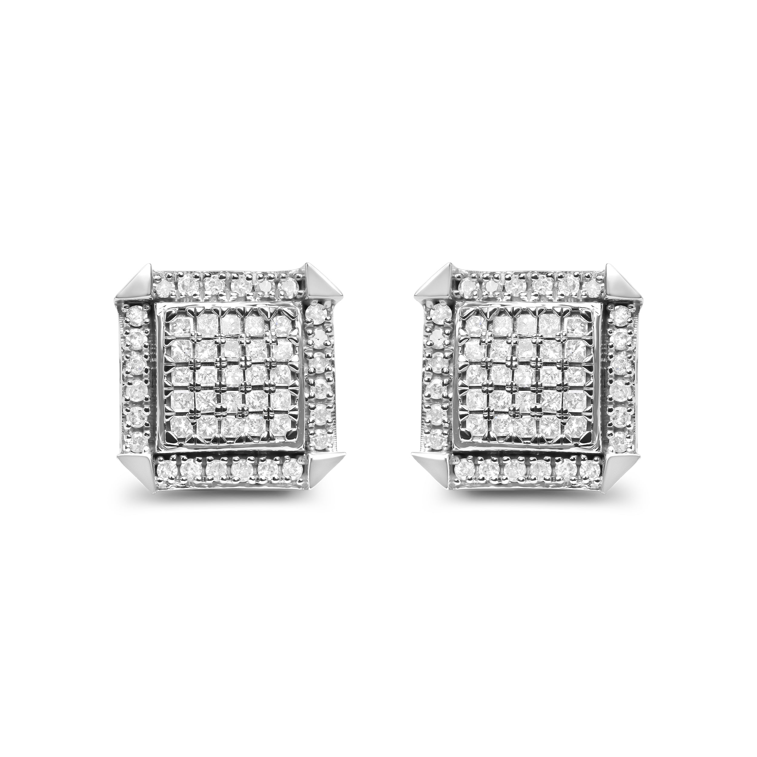 10K White Gold 1.0 Cttw Diamond Composite with Halo Stud Earrings (H-I Color, I1-I2 Clarity) by Bids.com