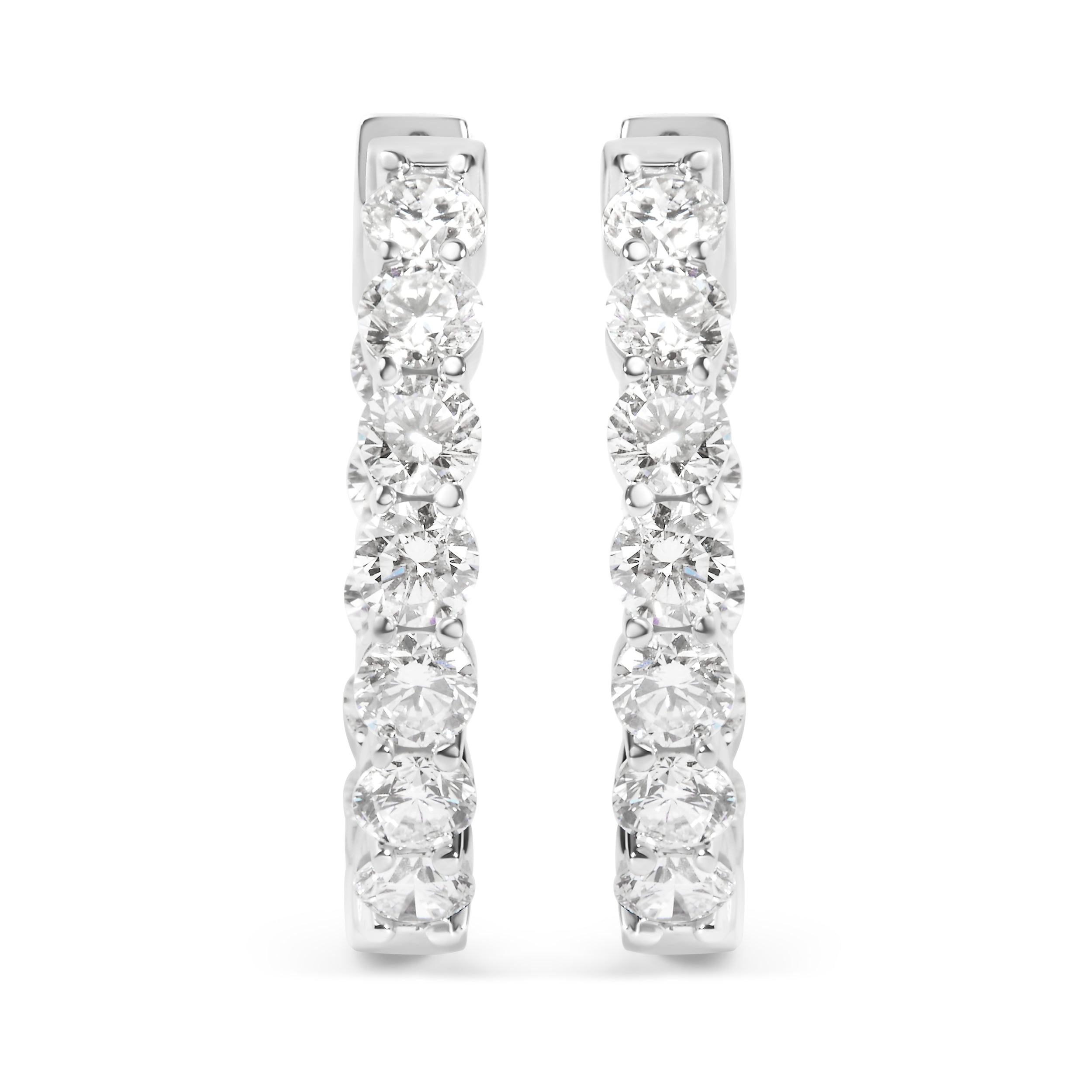 14K White Gold 5.00 Cttw Lab-Grown Diamond Inside Out Hoop Earrings DestGlow