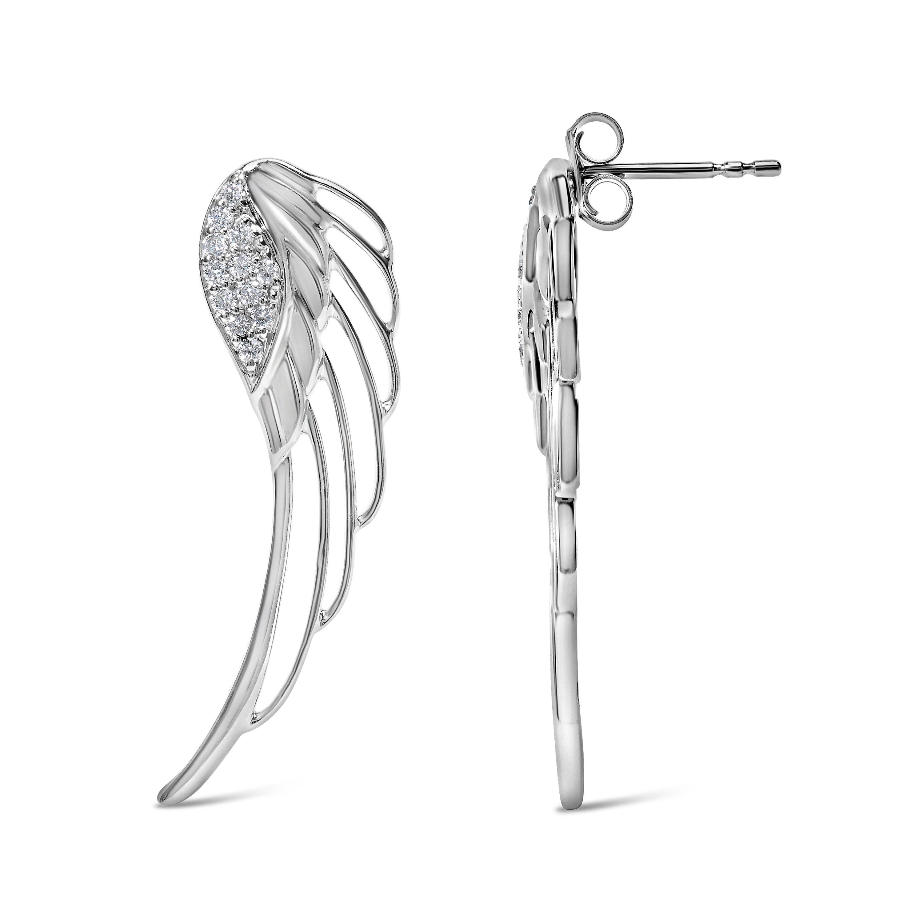 14K White Gold 1/4 Cttw Lab Grown Diamond Angel Wing Stud Earrings (F-G Color, VS1-VS2 Clarity) by Bids.com