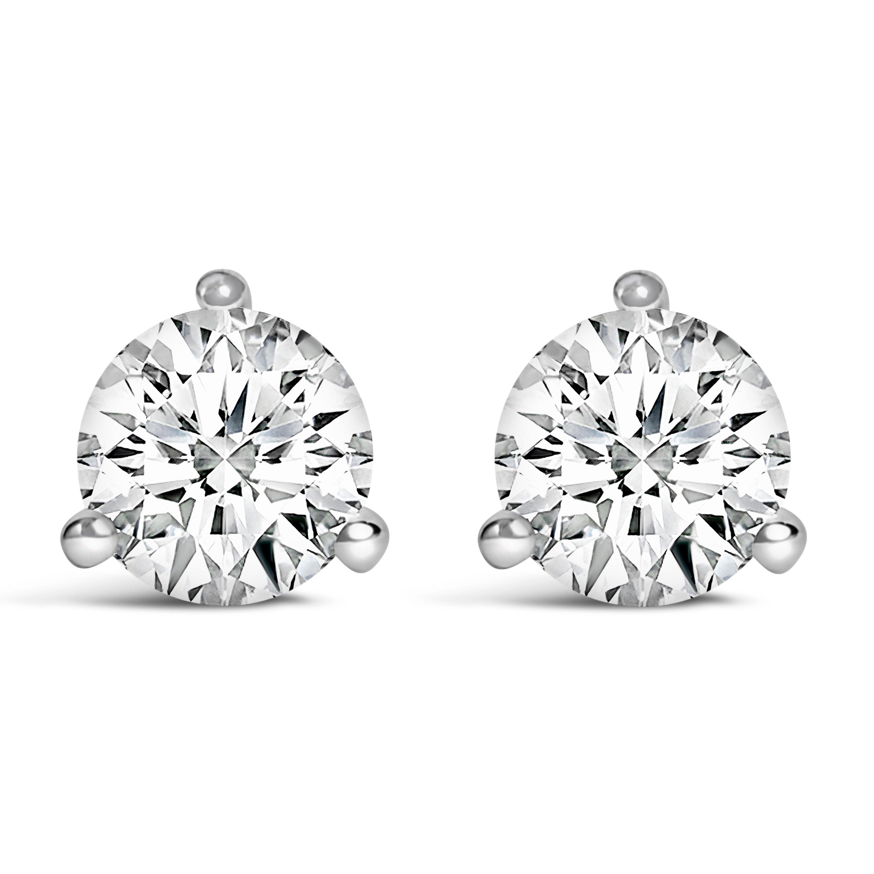 14K White Gold 2.0 Cttw 3-Prong Martini Set Brilliant Round-Cut Solitaire Lab Grown Diamond Screwback Stud Earrings (F-G Color, VS1-VS2 Clarity) by Bids.com