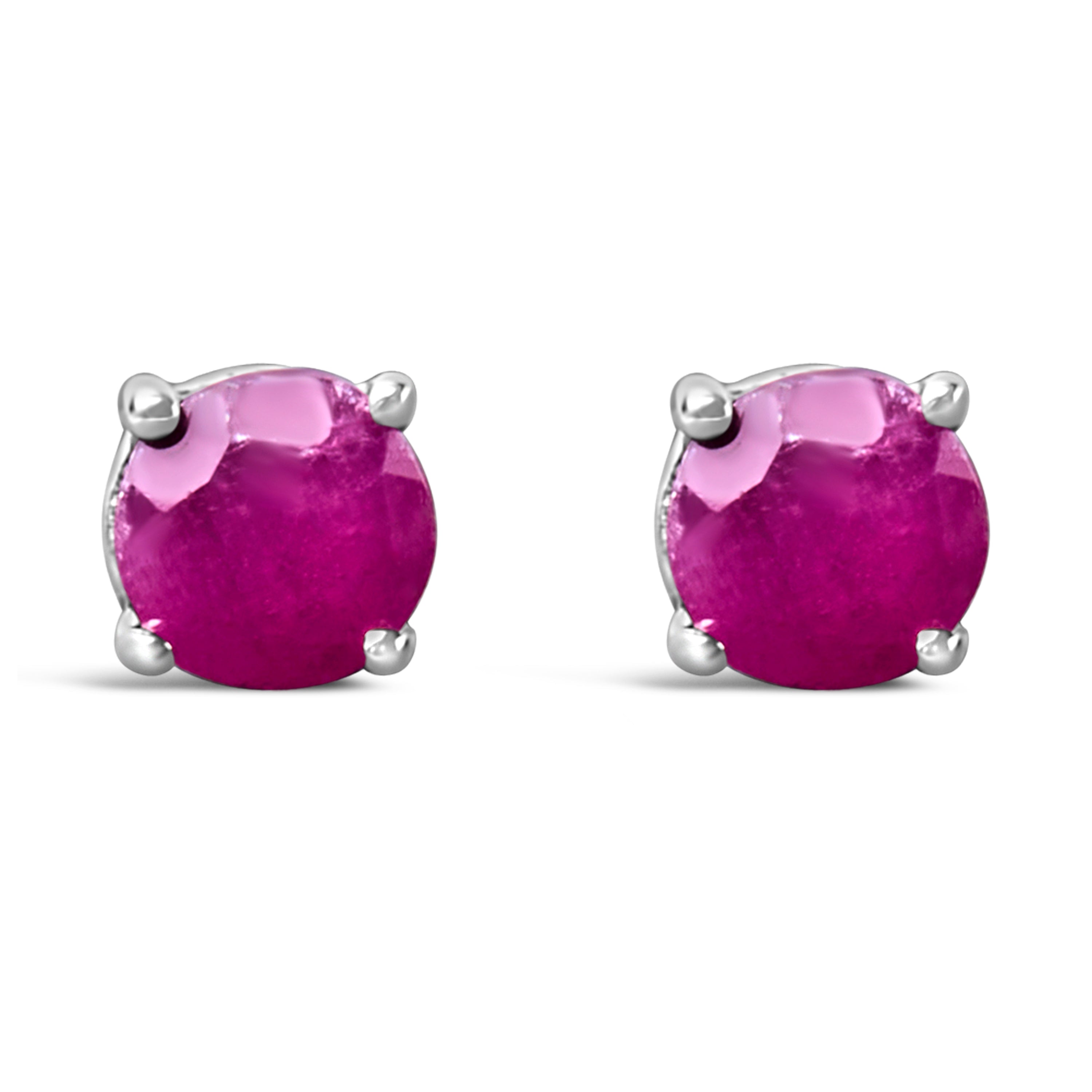 .925 Sterling Silver 3.5 MM Created Round Red Garnet Solitaire Stud Earrings by Bids.com