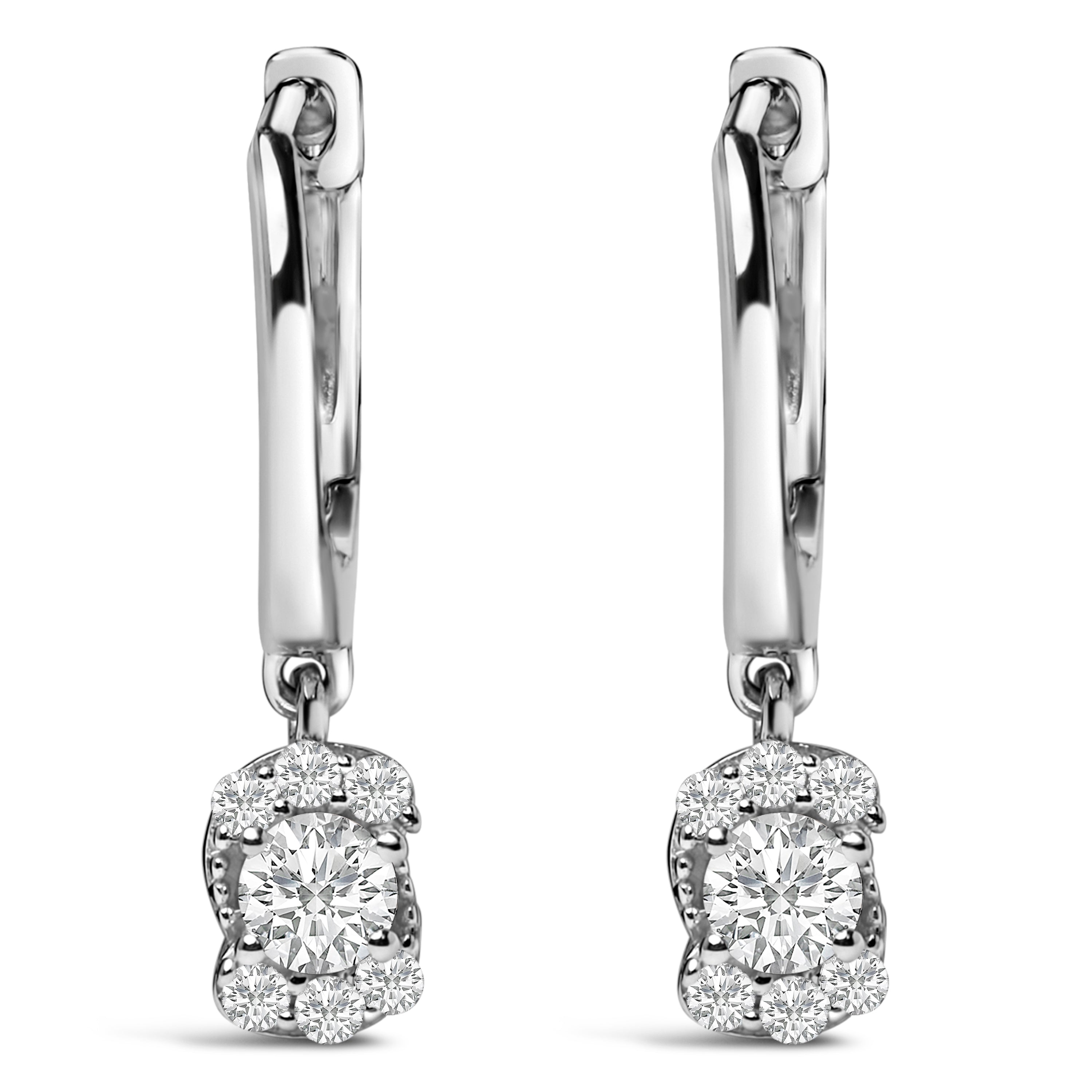 Sterling Silver 1/2 Cttw Lab Grown Diamond Floral Cluster Drop Earrings by Bids.com