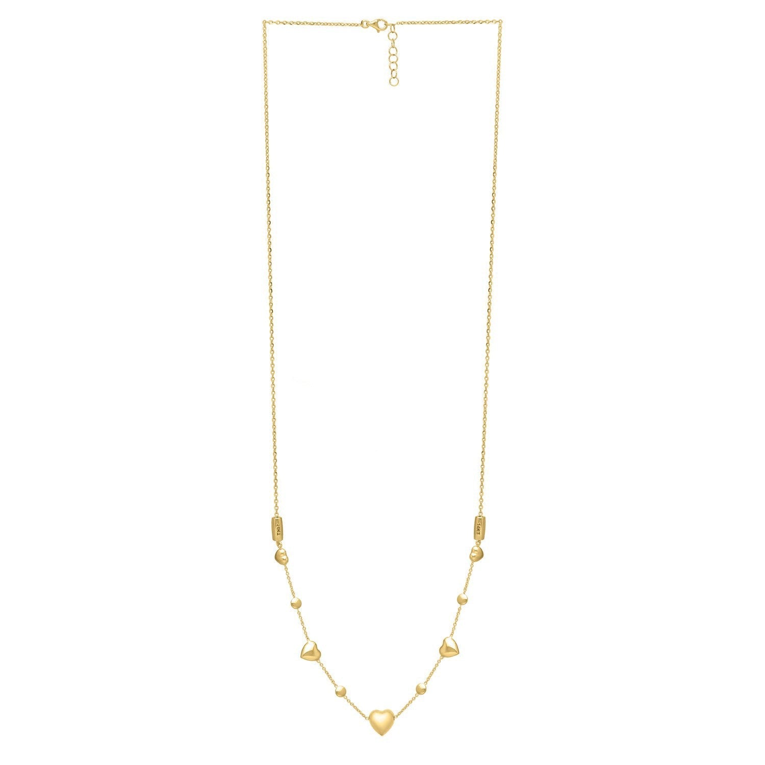 14k Yellow Gold Puff Heart Adjustable Necklace by Bids.com