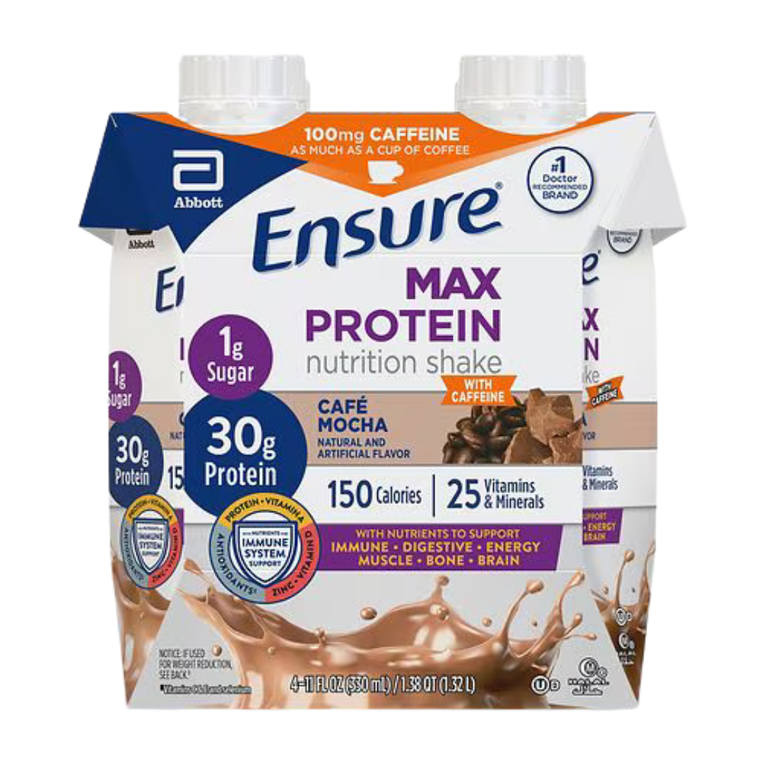 Ensure Max Protein Café Mocha Nutrition Shakes with Caffeine (4pk) DestGlow