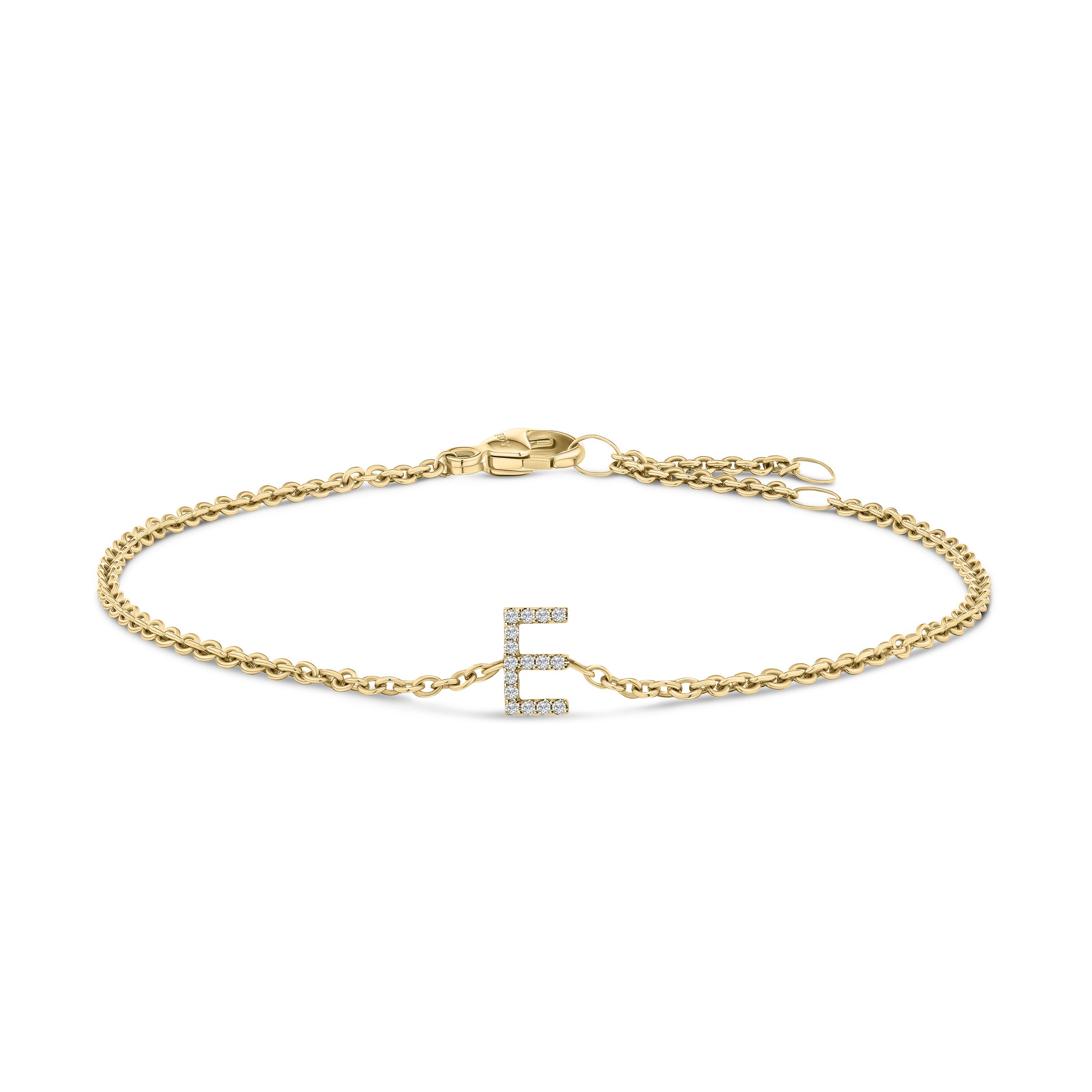 10K White Gold Diamond Accent "A" Initial Charm and Link Bracelet by Bids.com