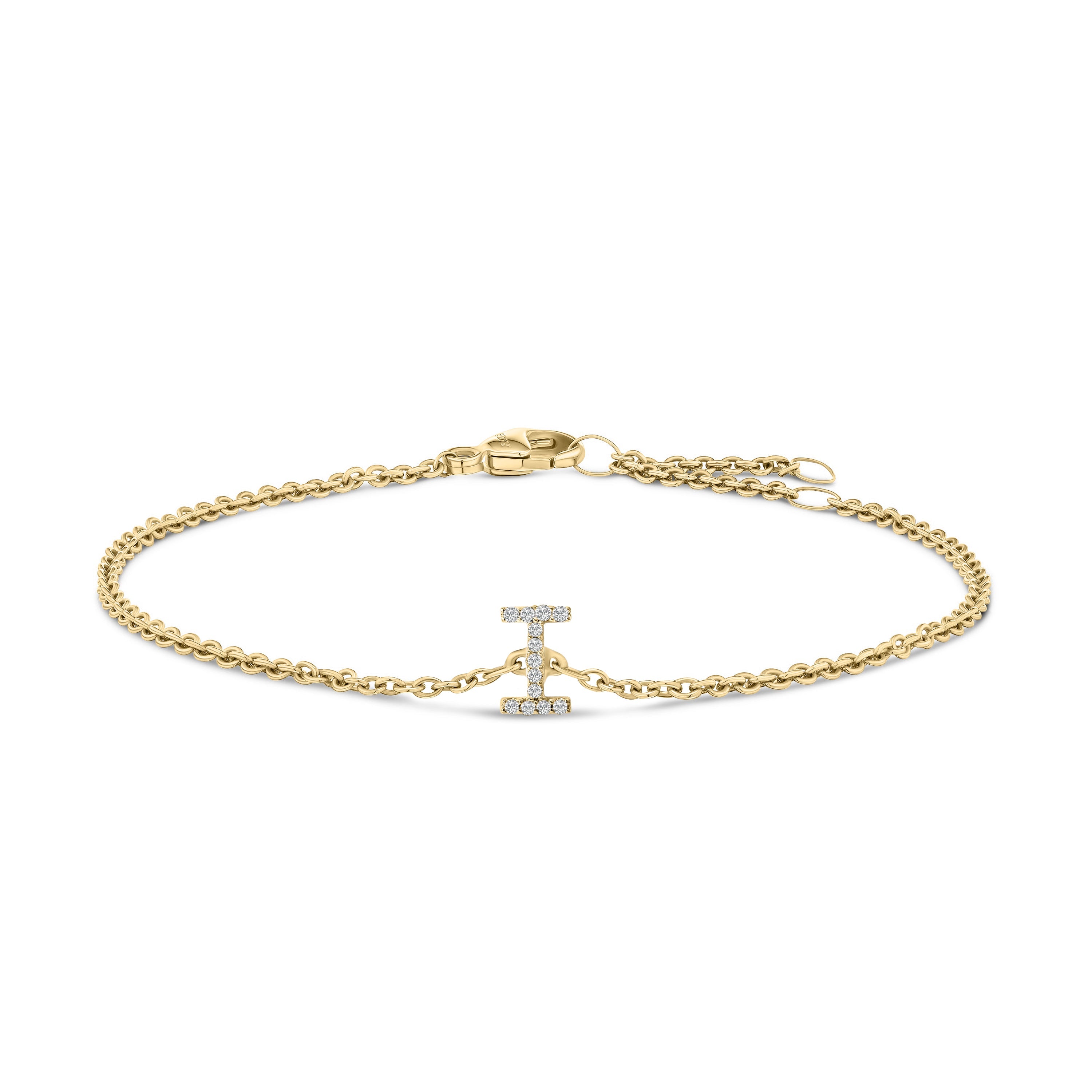 10K White Gold Diamond Accent "A" Initial Charm and Link Bracelet by Bids.com