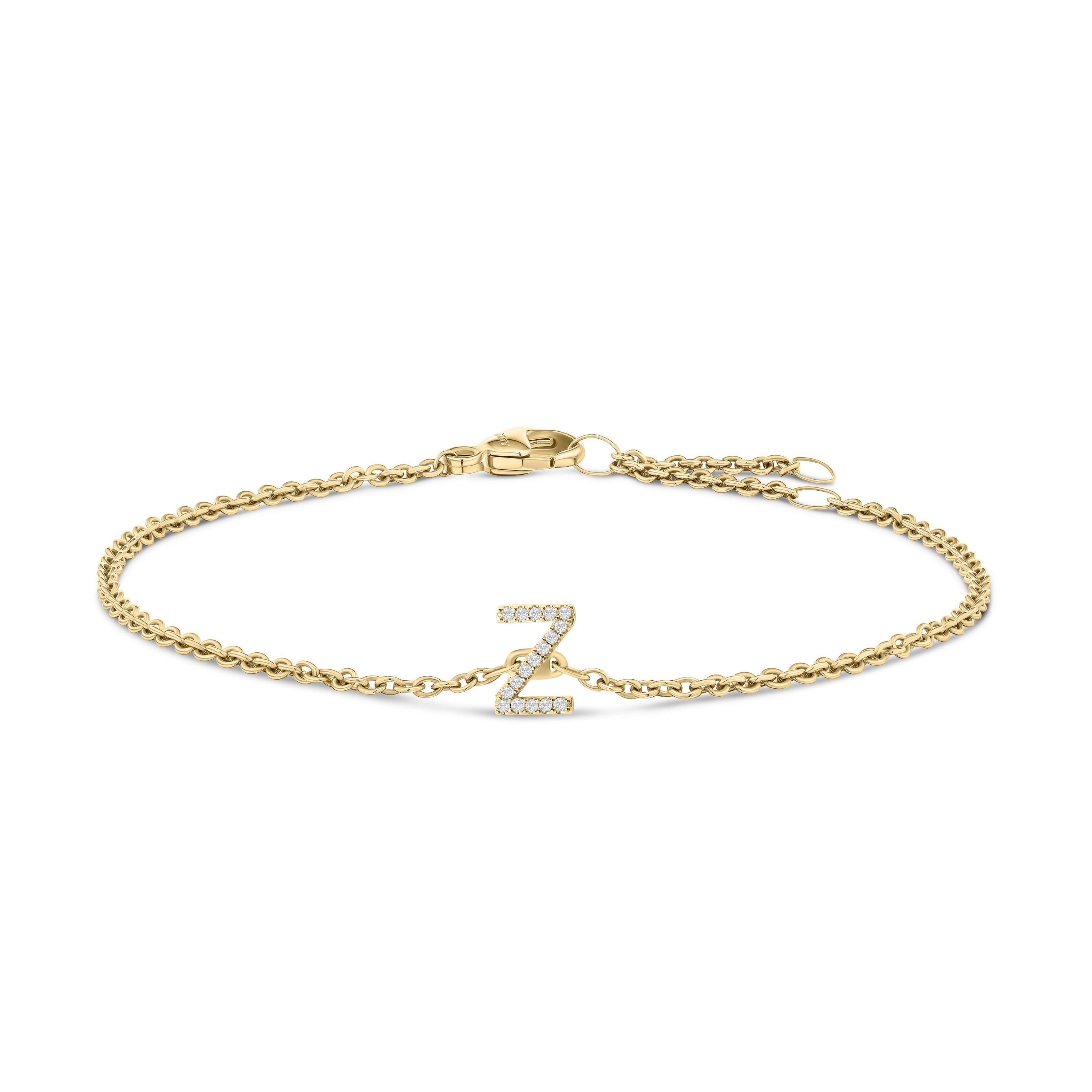 10K White Gold Diamond Accent "A" Initial Charm and Link Bracelet by Bids.com