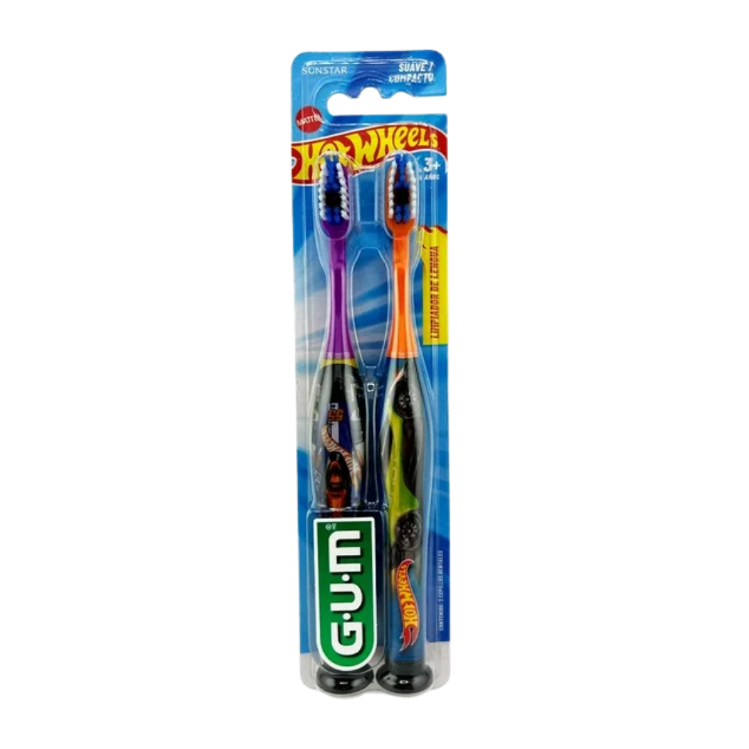 GUM Hot Wheels Kids Toothbrushes (2pk) DestGlow
