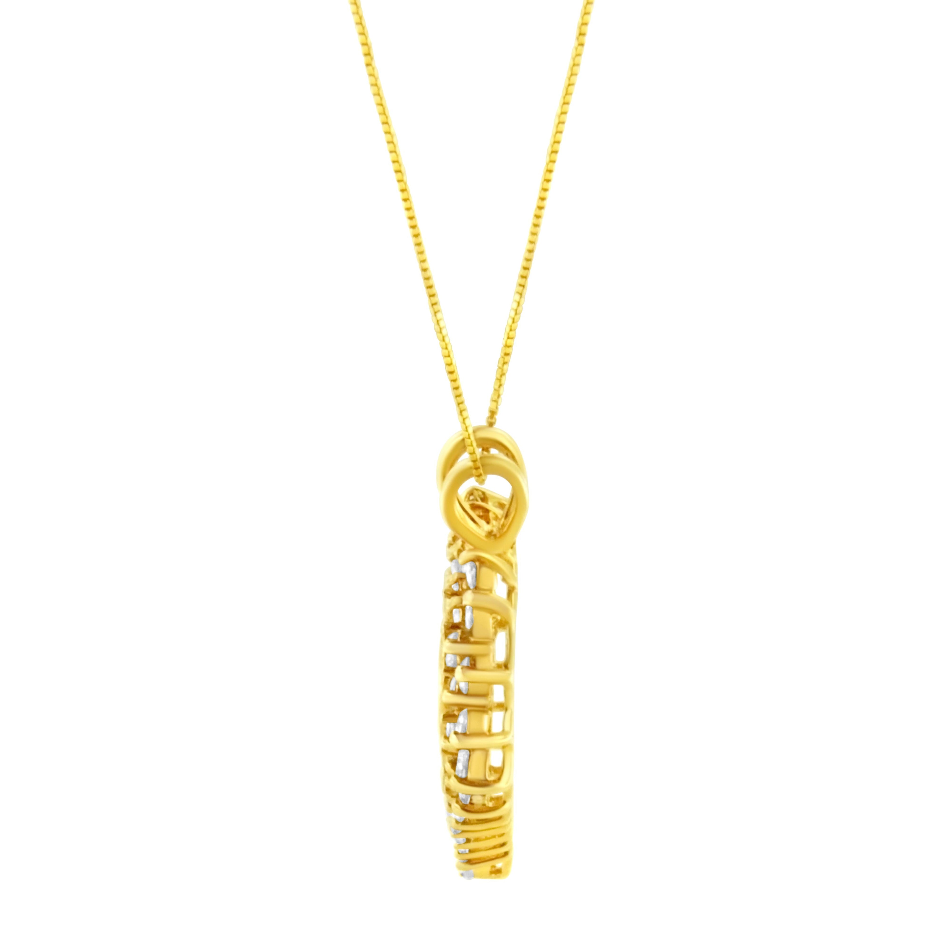 14K Yellow Gold Plated .925 Sterling Silver 3.00 Cttw Round Cut Diamond Cluster Heart 18" Pendant Necklace (K-L Color, I1-I2 Clarity) DestGlow