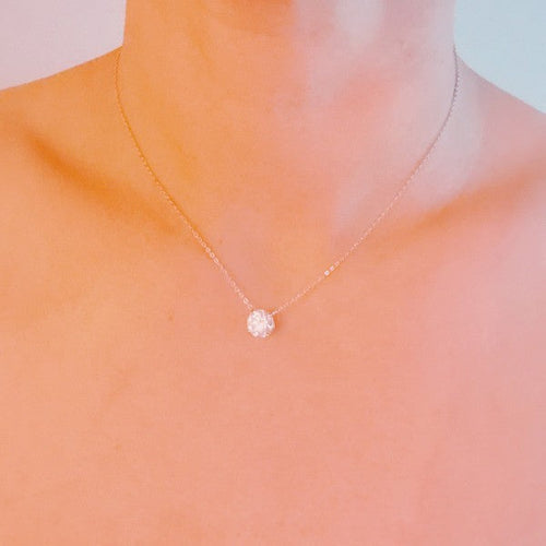 Brilliant Sparkle Moissanite Floating Necklace - 1.5 Carat White Gold Plated Sterling Silver