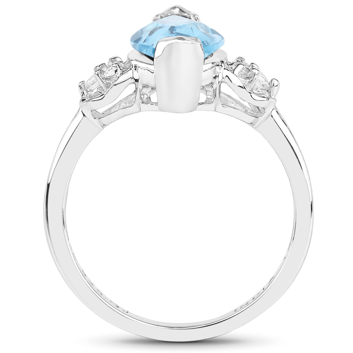 3.78 Carat Genuine Swiss Blue Topaz and White Topaz .925 Sterling Silver Ring DestGlow