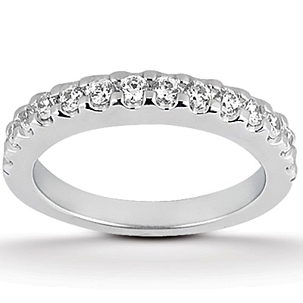 14k White Gold Shared Prong Diamond Wedding Ring Band by Bids.com
