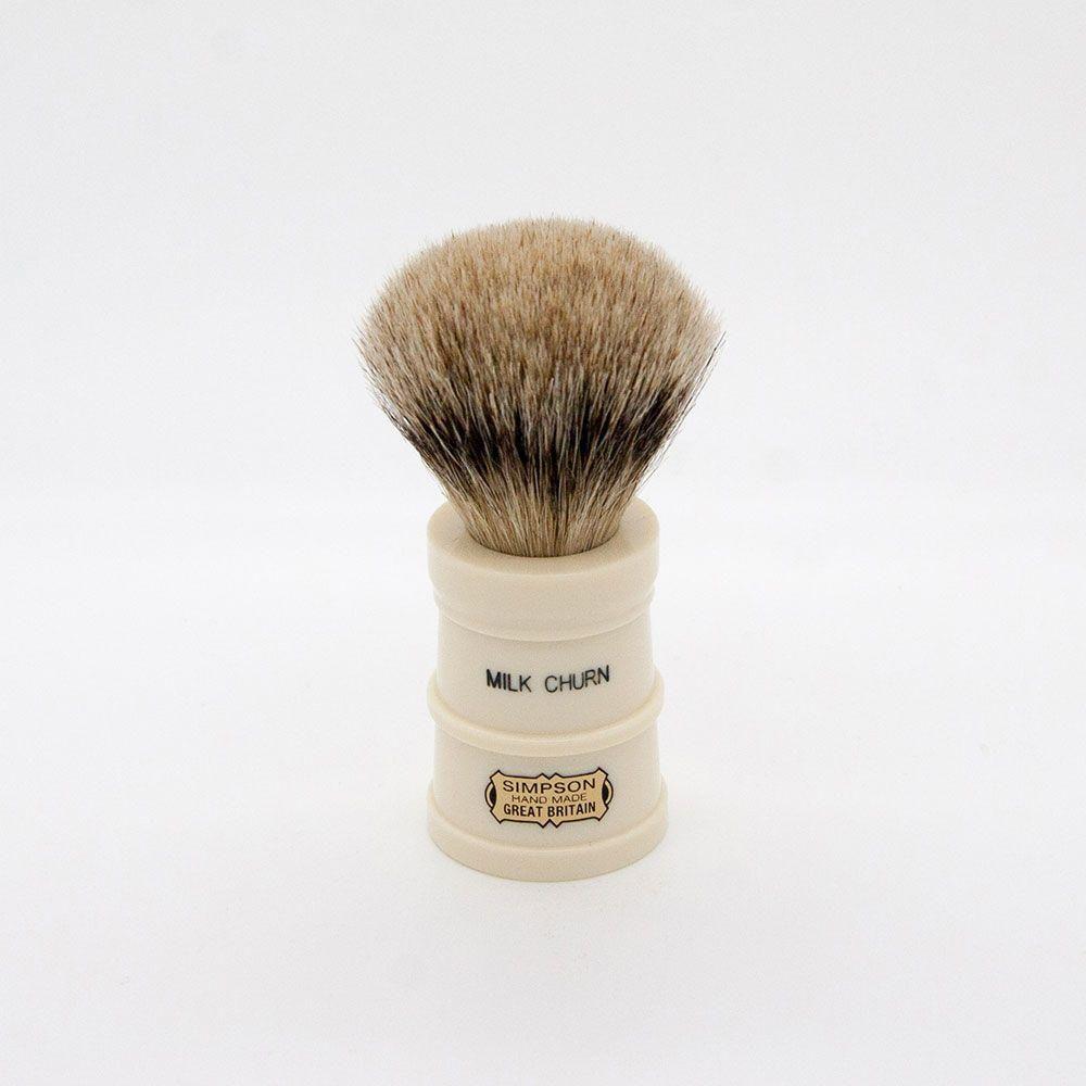 Simpsons Milk Churn Best Badger Hair Shaving Brush With Imitation Ivory Handle by Pasteur Pharmacy