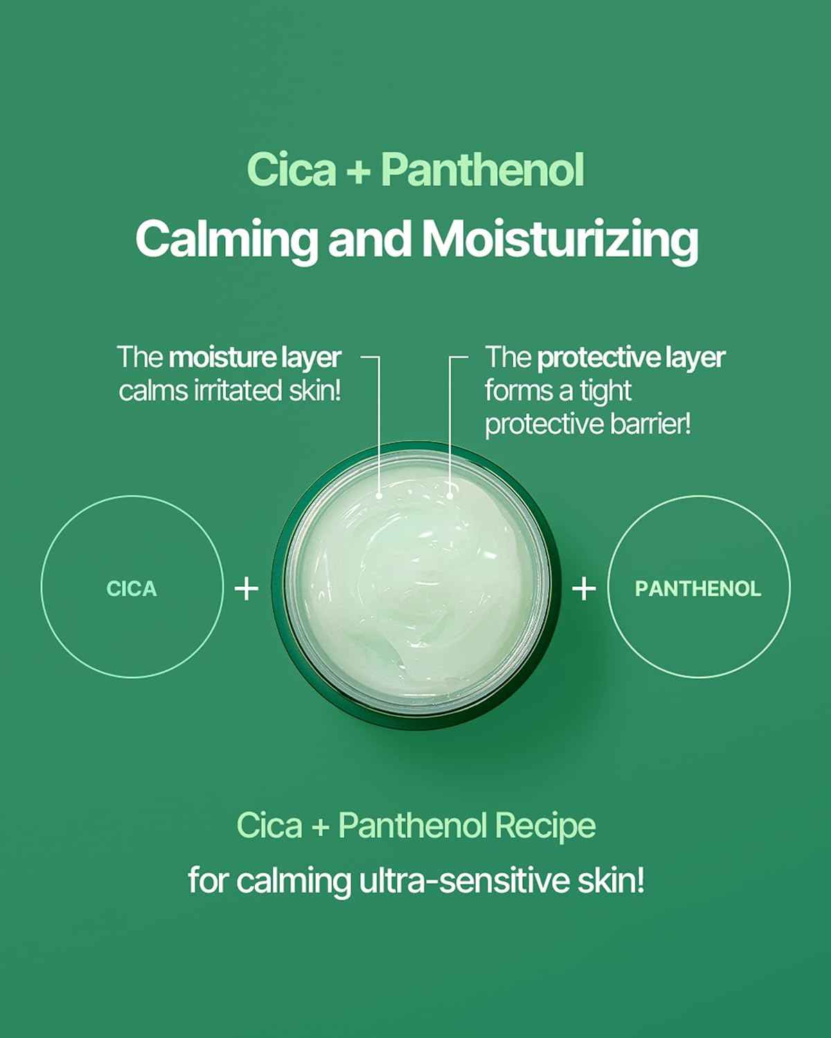 CICA Panthenol Moisturizing Cream | Overnight Face Cream | Soothing, Moisturizing, and Hydrating Facial Mask with Hyaluronic Acid | Korean Skin Care Overnight Moisturizer | 2.70 Fl Oz