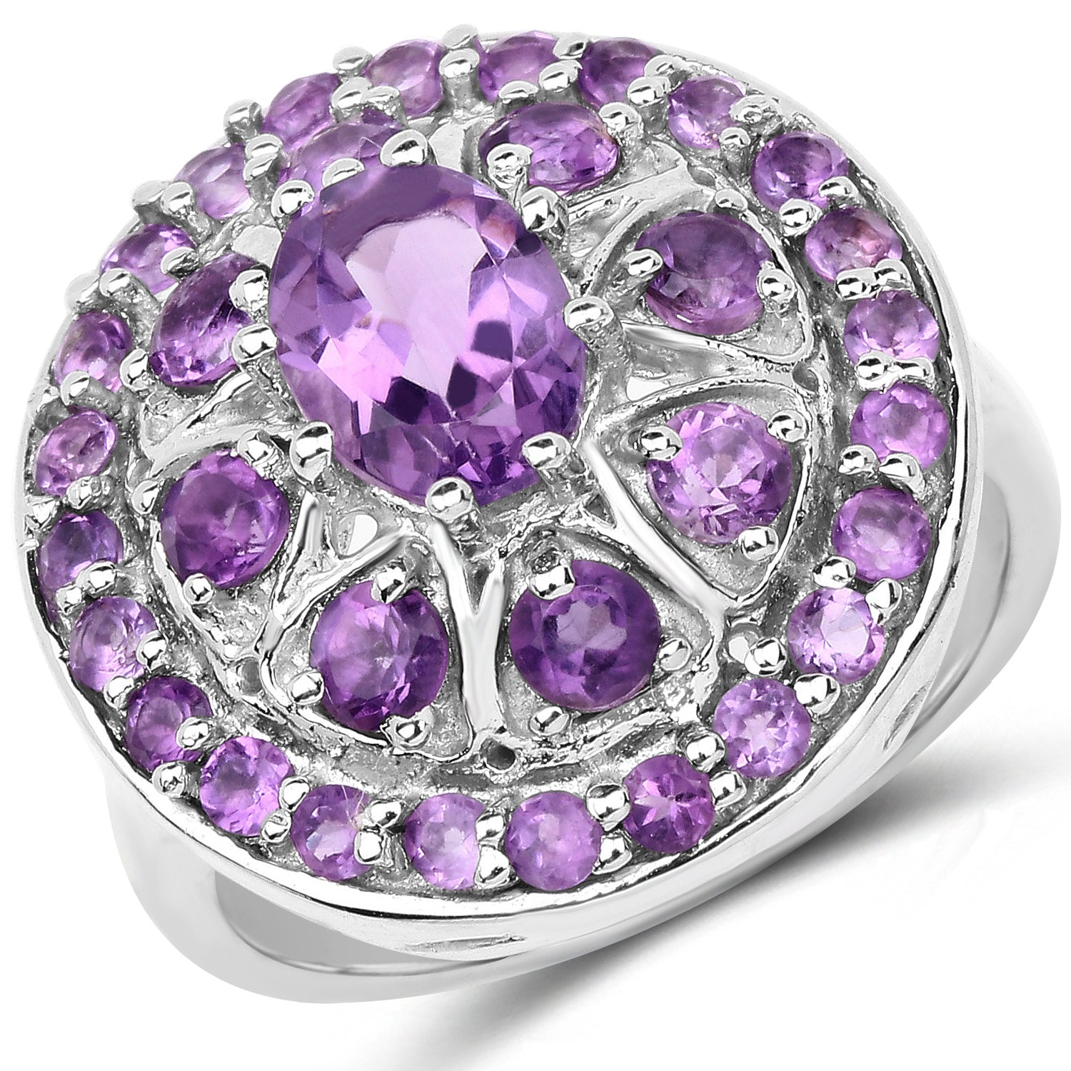 2.67 Carat Genuine Amethyst .925 Sterling Silver Ring