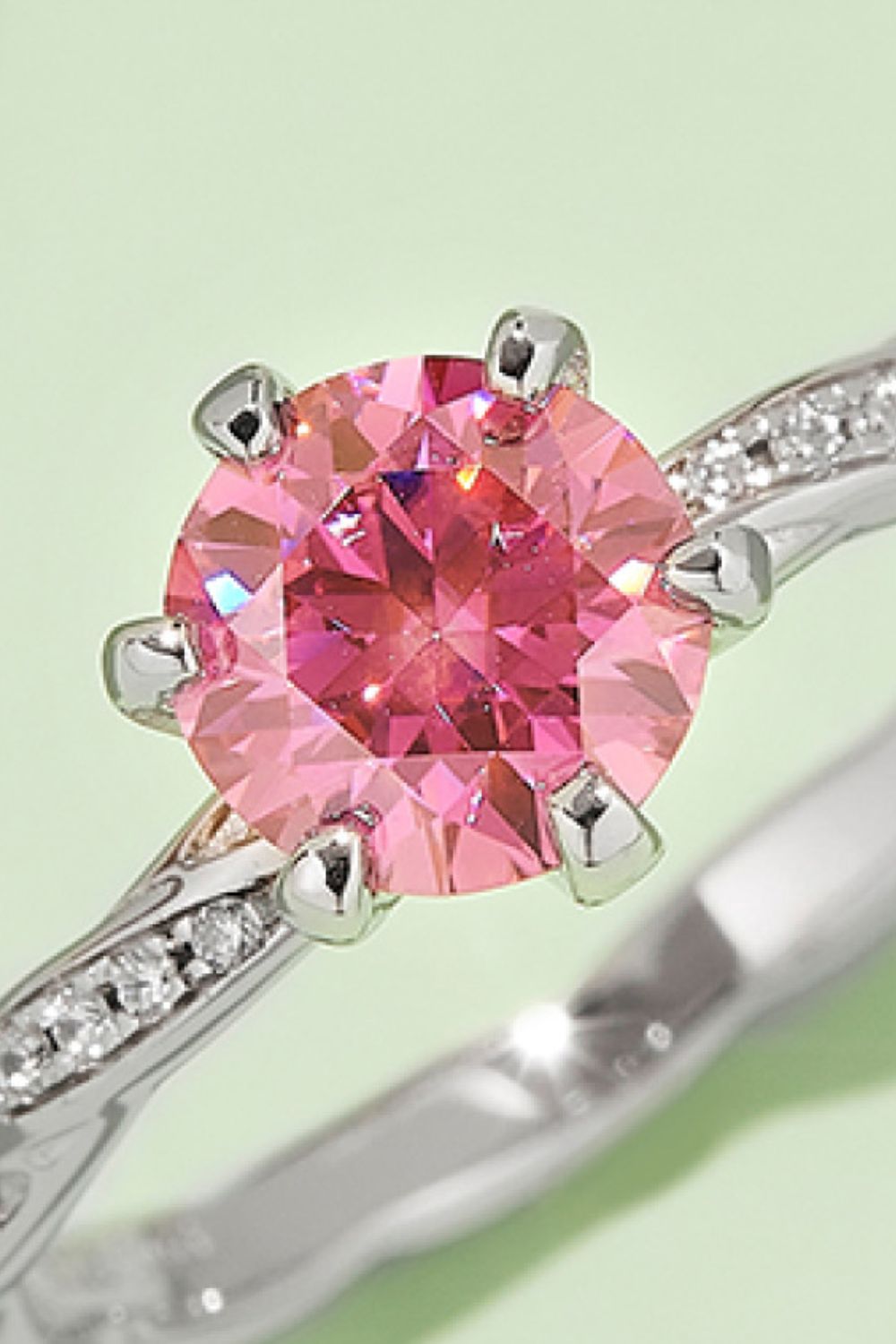 1 Carat Brilliant Round Cut Sparkala™ Contrast Platinum Over Pure Sterling Silver Ring (Yellow, Pink, or Blue) - DestGlow