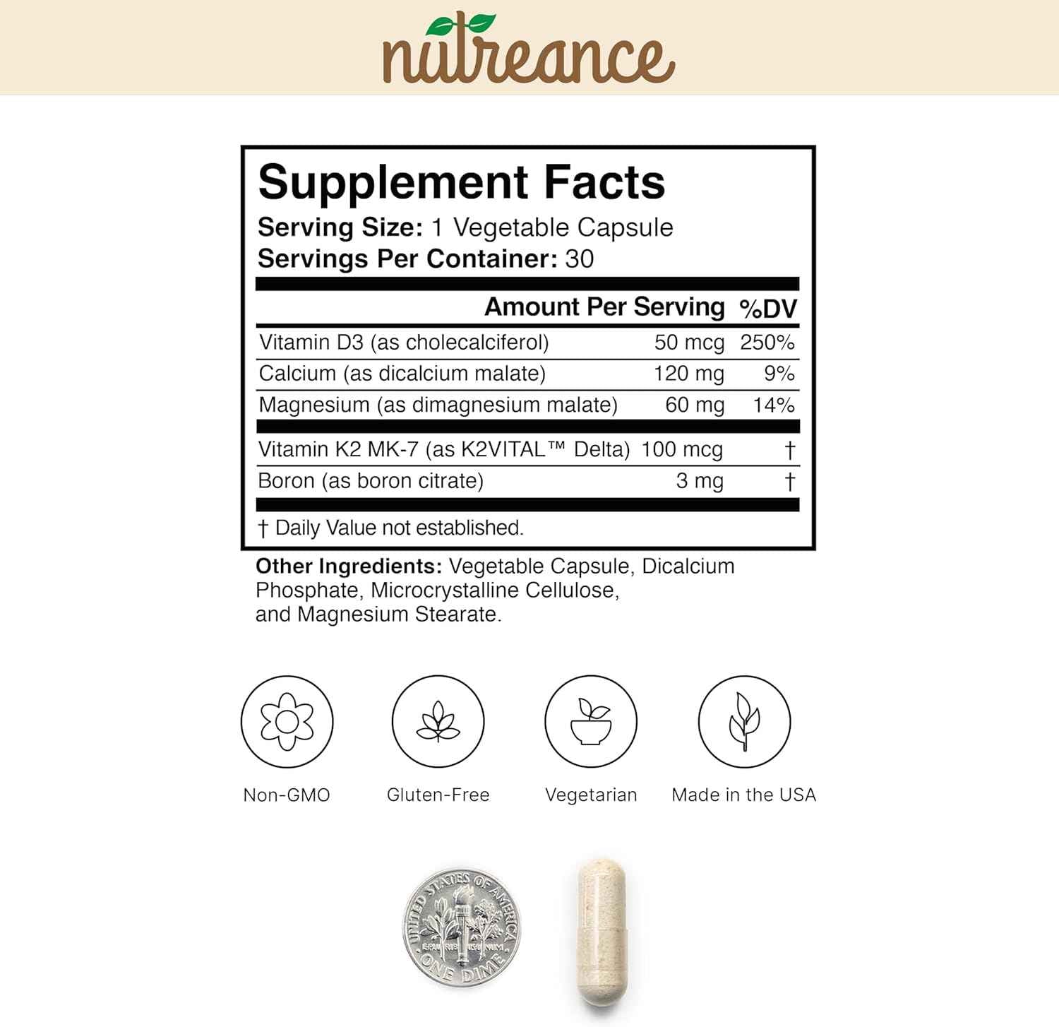 Natural Bone Support Supplement - Non-GMO, Gluten-Free