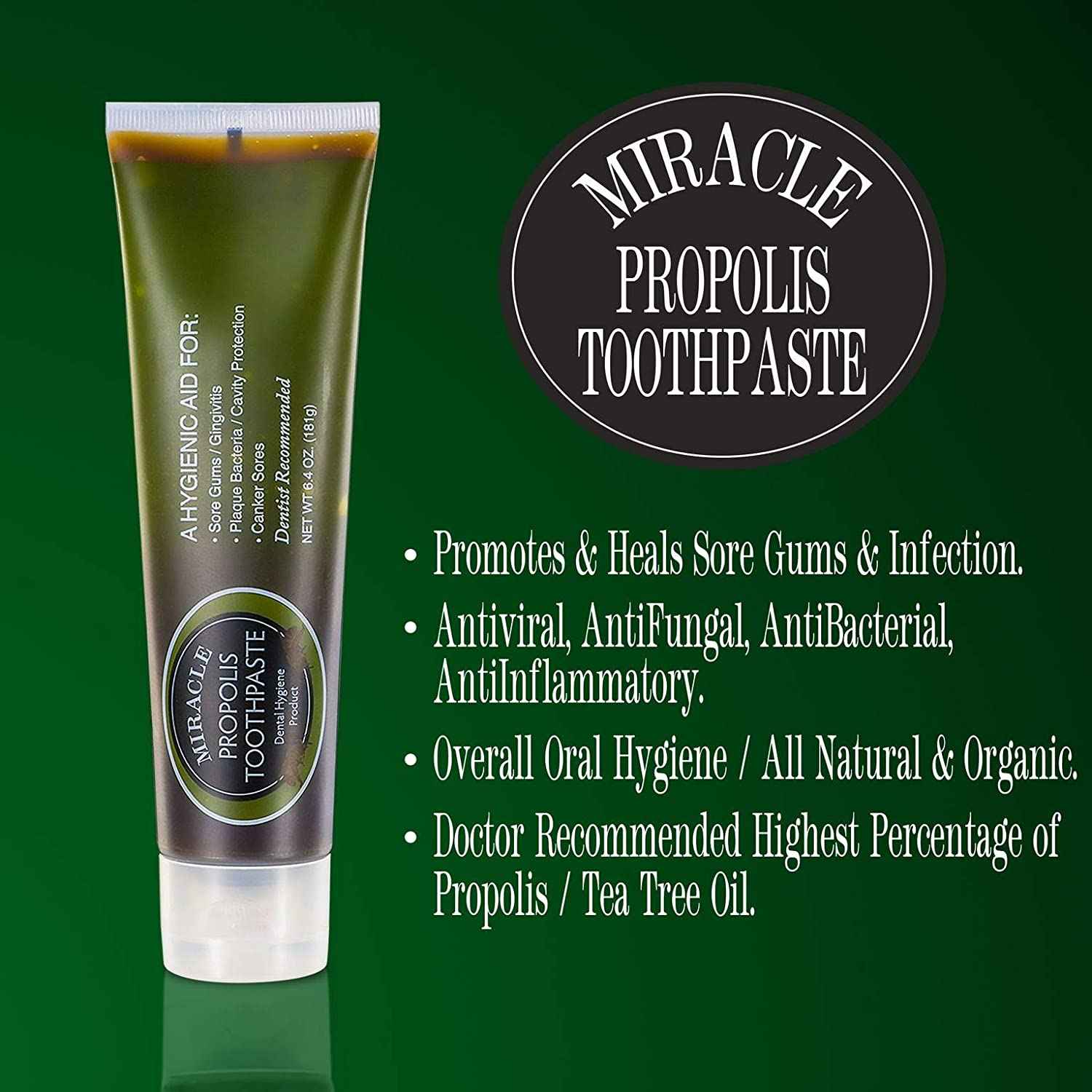 Two Pack of Natural Toothpaste Containing Propolis and Tea Tree Oil