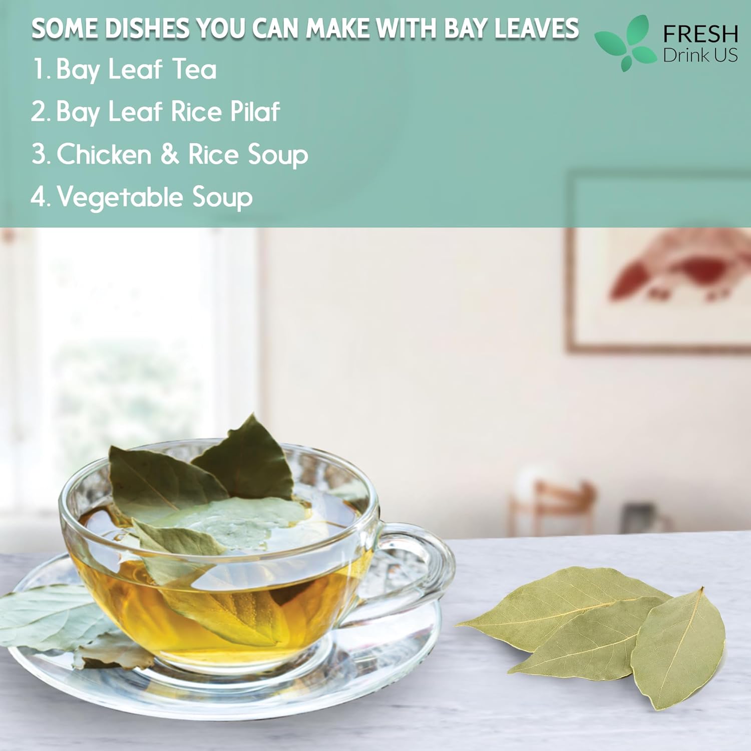 Premium Dried Bay Leaves, Tea Bags, Powder, Bay Leaves Spice, Whole Nice Leaves, Wildcrafted, Fresh Harvested, Bay Leaves For Cooking, Sugar-Free, Gluten Free, Caffeine Free, Vegan by FreshDrinkUS - Natural and Premium Herbal Tea