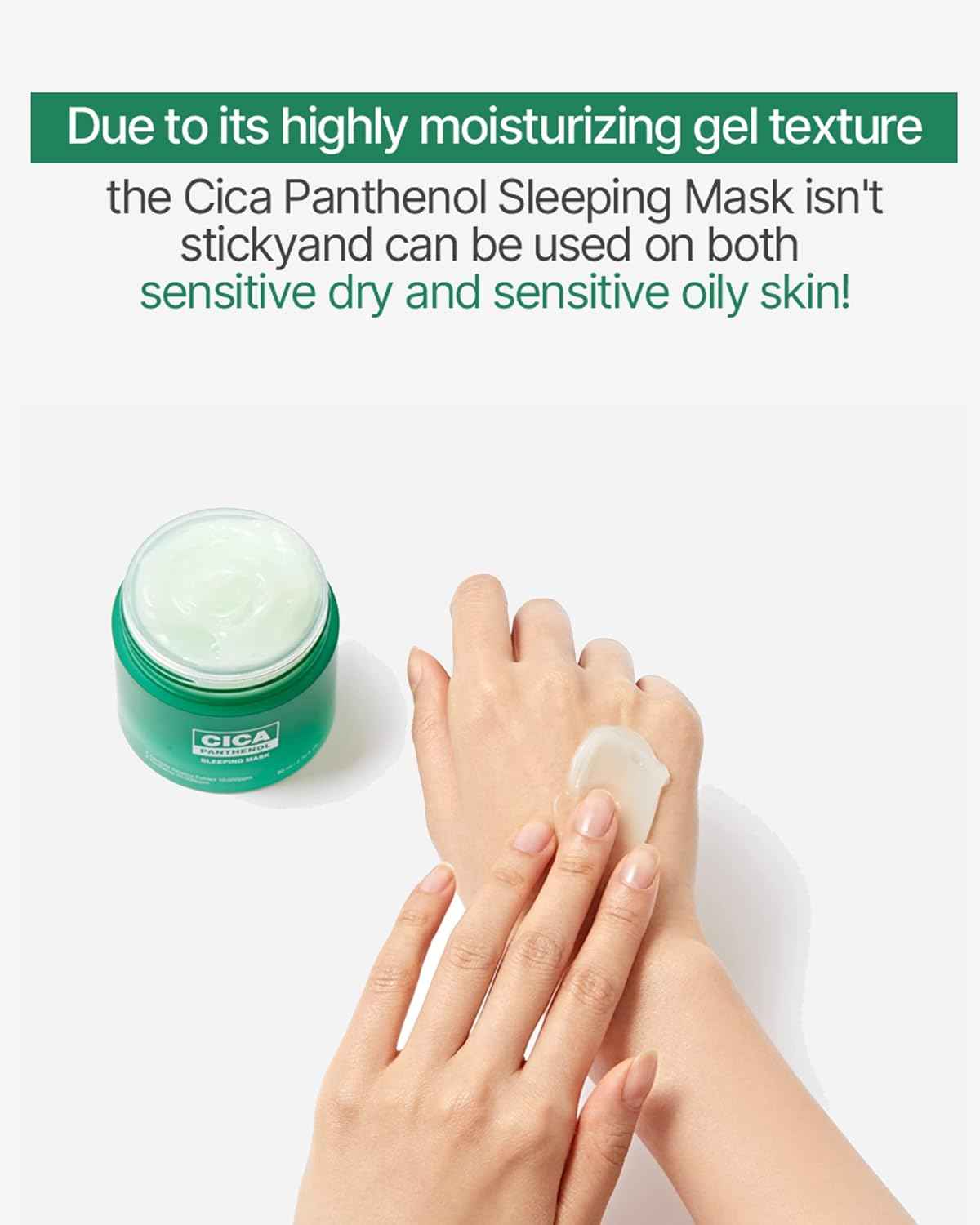 CICA Panthenol Moisturizing Cream | Overnight Face Cream | Soothing, Moisturizing, and Hydrating Facial Mask with Hyaluronic Acid | Korean Skin Care Overnight Moisturizer | 2.70 Fl Oz