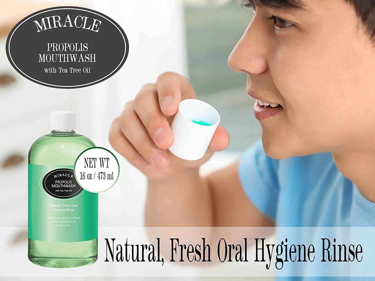 16 oz Miracle Propolis Mouth Wash with Tea Tree Oil, Natural