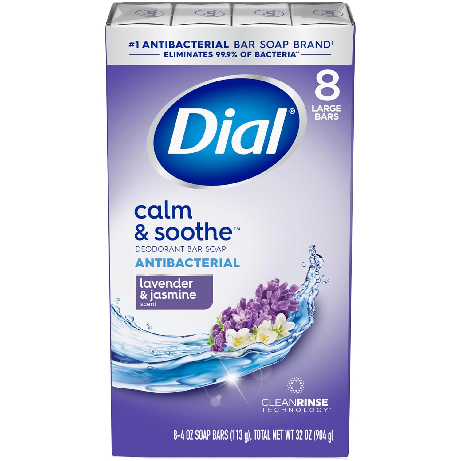 Dial Antibacterial Bar Soap, Calm Soothe, 4 Oz, 8 Bars DestGlow