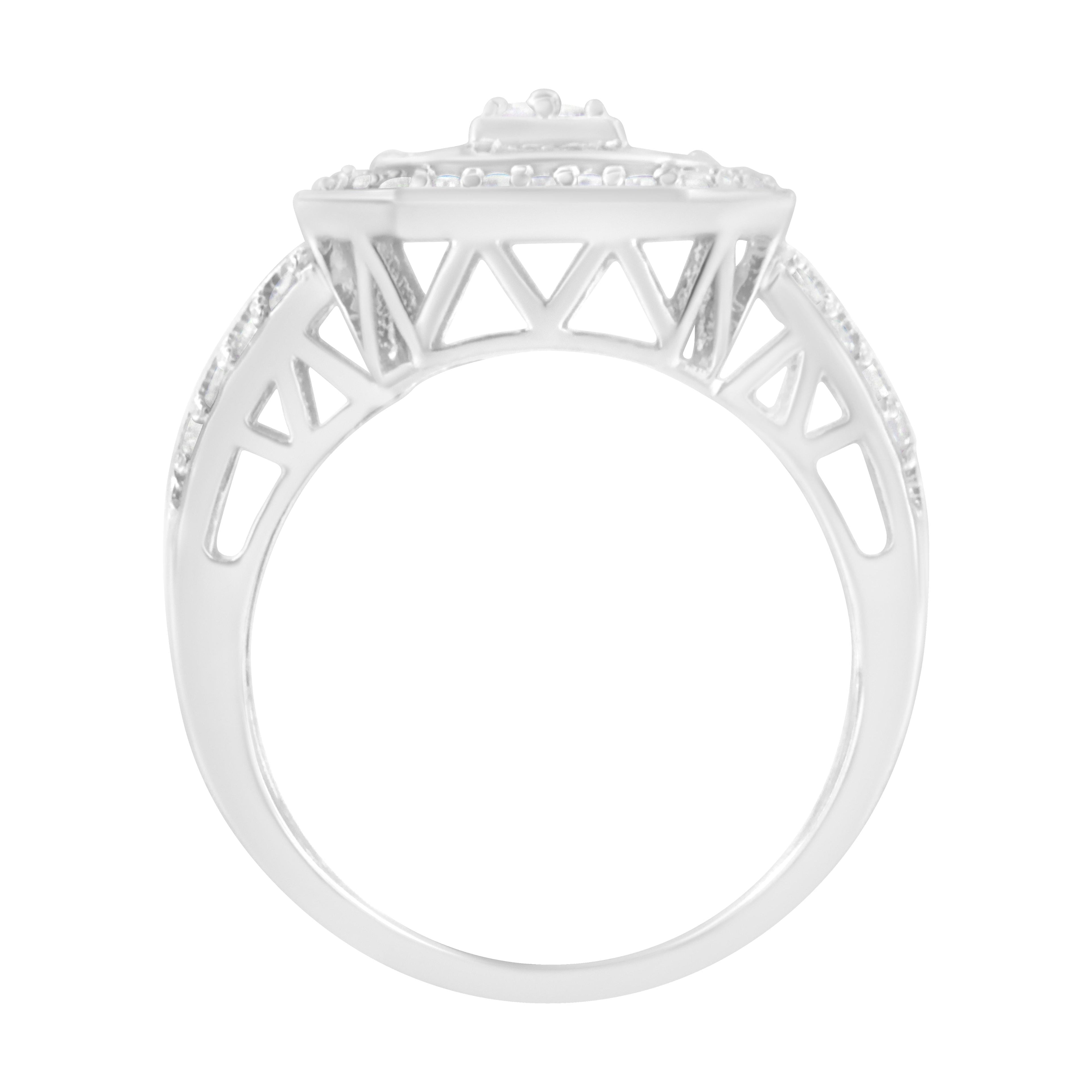 .925 Sterling Silver Round and Baguette Diamond Cathedral Ring (0.75 Cttw, H-I Color, I2-I3 Clarity) - Size 7 by Bids.com