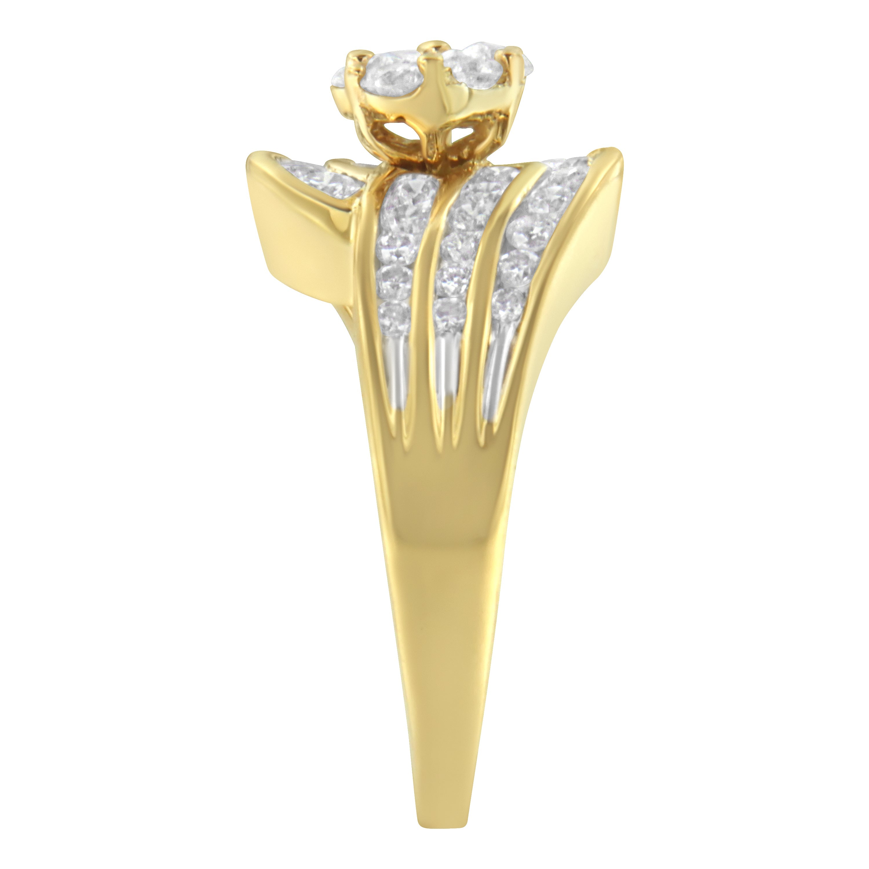 14K Yellow Gold Diamond Cocktail Bypass Ring (1 1/2 Cttw, H-I Color, SI2-I1 Clarity) - Size 7 by Bids.com