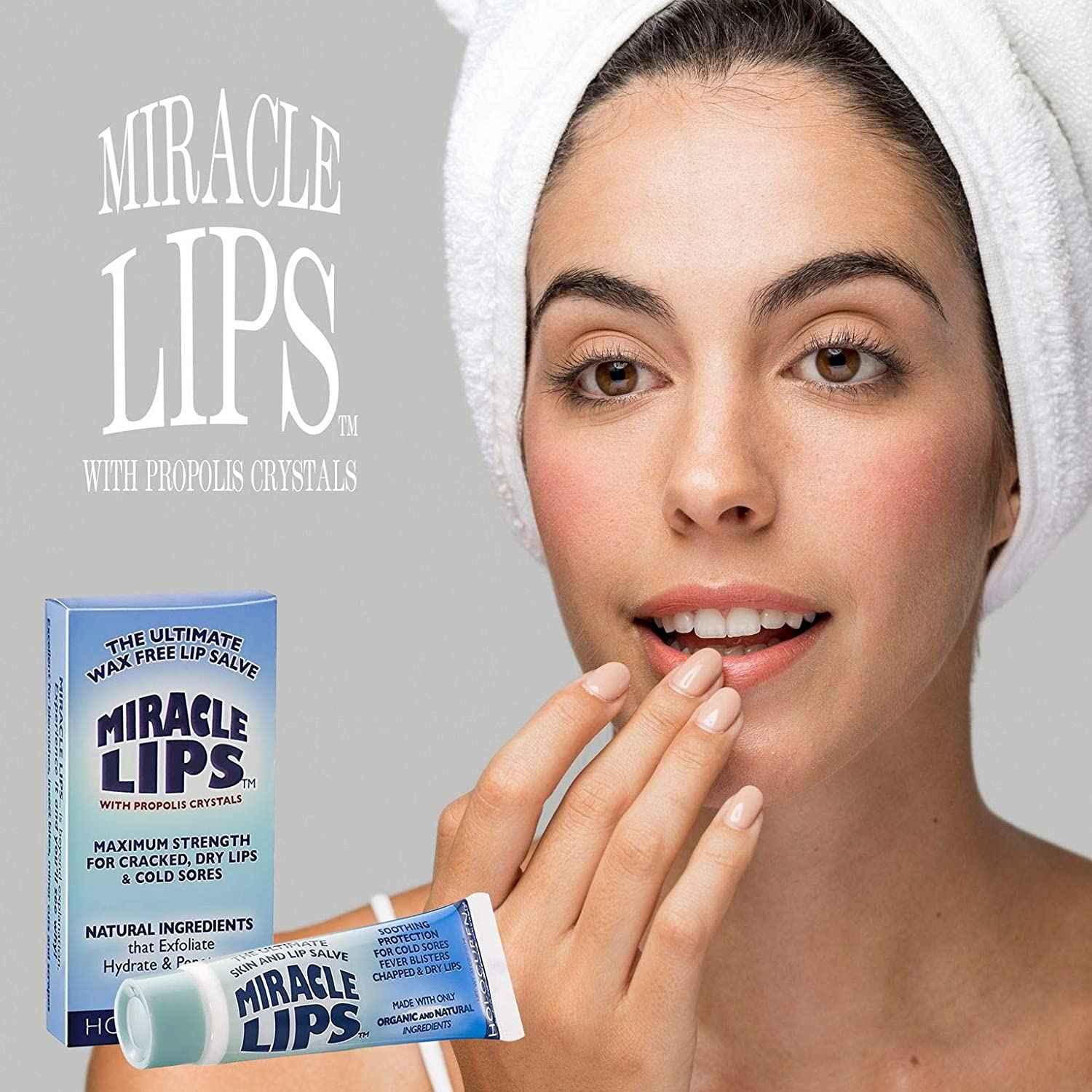 Miracle Lips Salve for Dry, Cracked, Sunburned Lips & Cold Sores