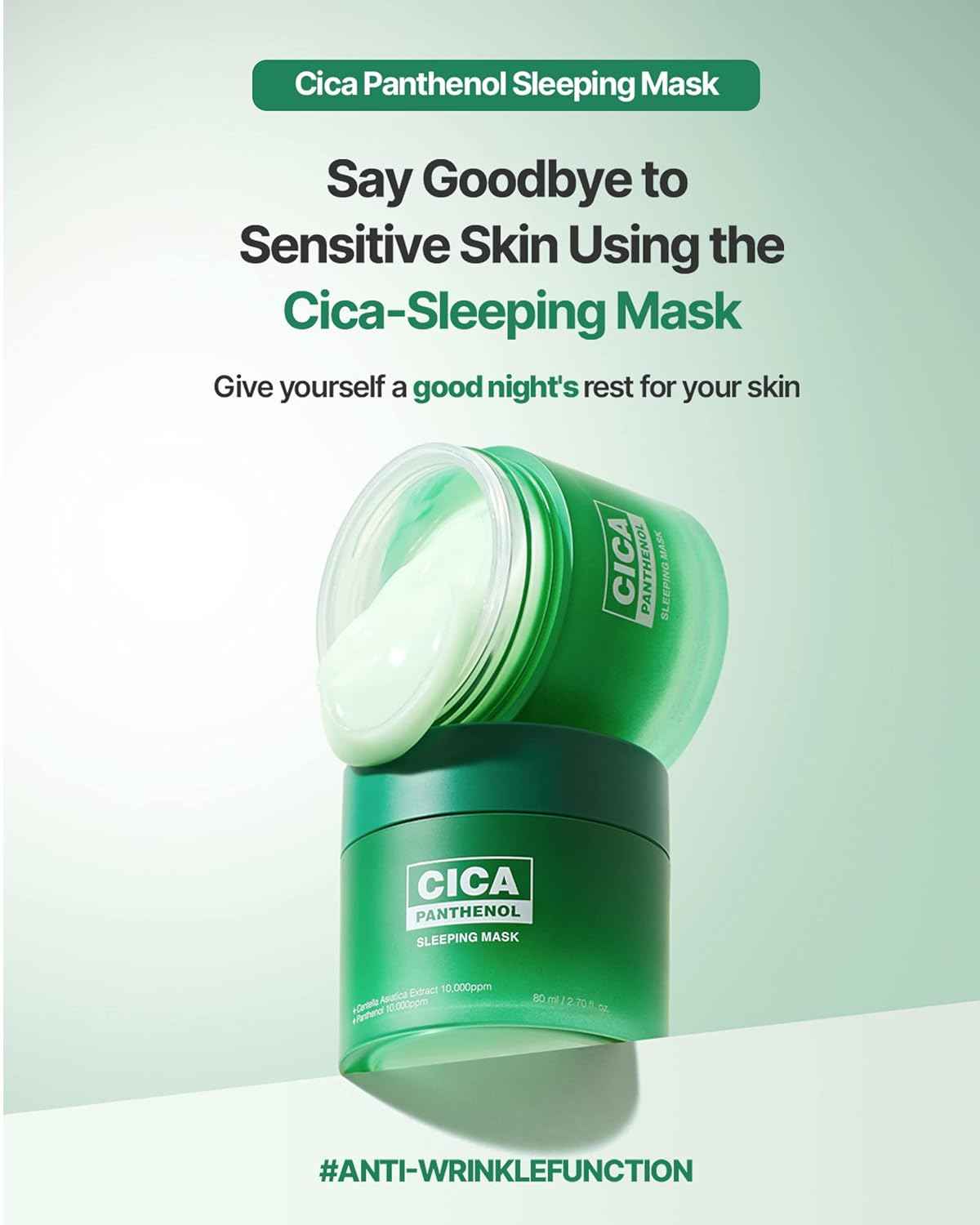 CICA Panthenol Moisturizing Cream | Overnight Face Cream | Soothing, Moisturizing, and Hydrating Facial Mask with Hyaluronic Acid | Korean Skin Care Overnight Moisturizer | 2.70 Fl Oz by Korean Skin Care
