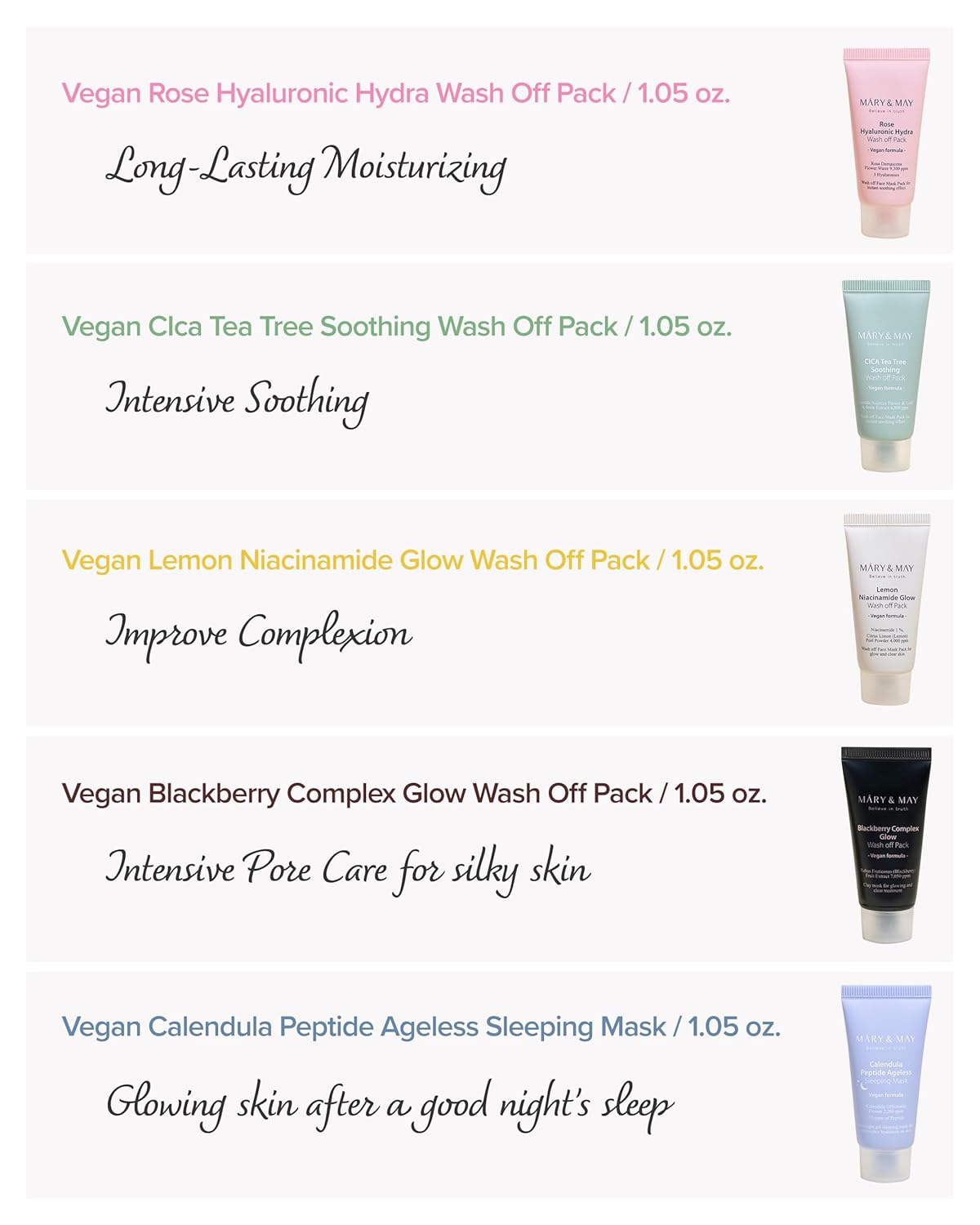 Mary & May Vegan Wash Off Mask Mini Gift Set by AsiaBeautyMall