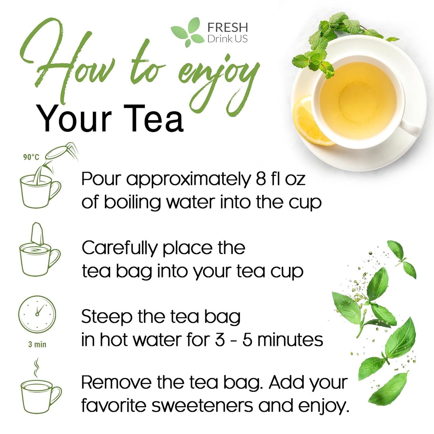 Premium Lemon Balm Leaf Tea Bags, 100% Natural & Pure from Lemon Balm Leaves. Loose Leaf Lemon Balm Herbal Tea. Lemon Balm Leaf Tea. No Sugar, No Caffeine, No Gluten, Vegan. by FreshDrinkUS - Natural and Premium Herbal Tea