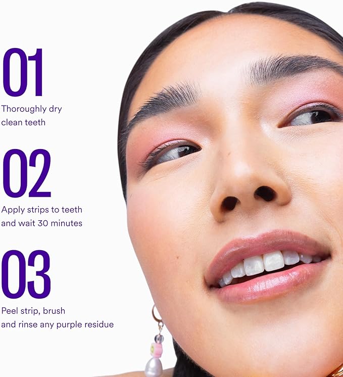 Purple Teeth Whitening Strips – Gentle Daily Purple Whitening Strips for Surface Stain Reduction & Natural Shine, Portable Whitening Strips Purple for Home or On-The-Go Use (14) DestGlow