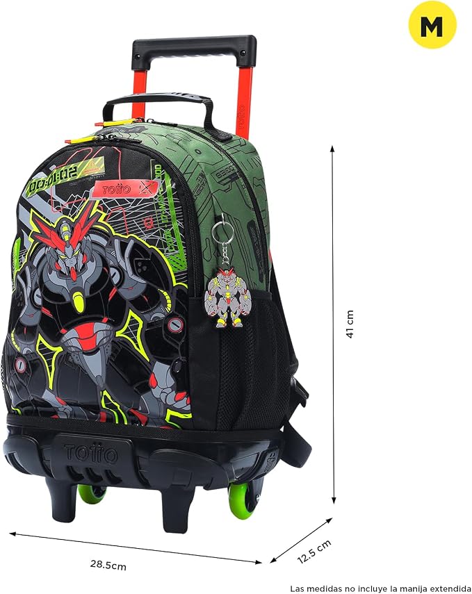 Juego de 3 piezas TOTTO Bulto Argon con Ruedas (Verde Robot) DestGlow