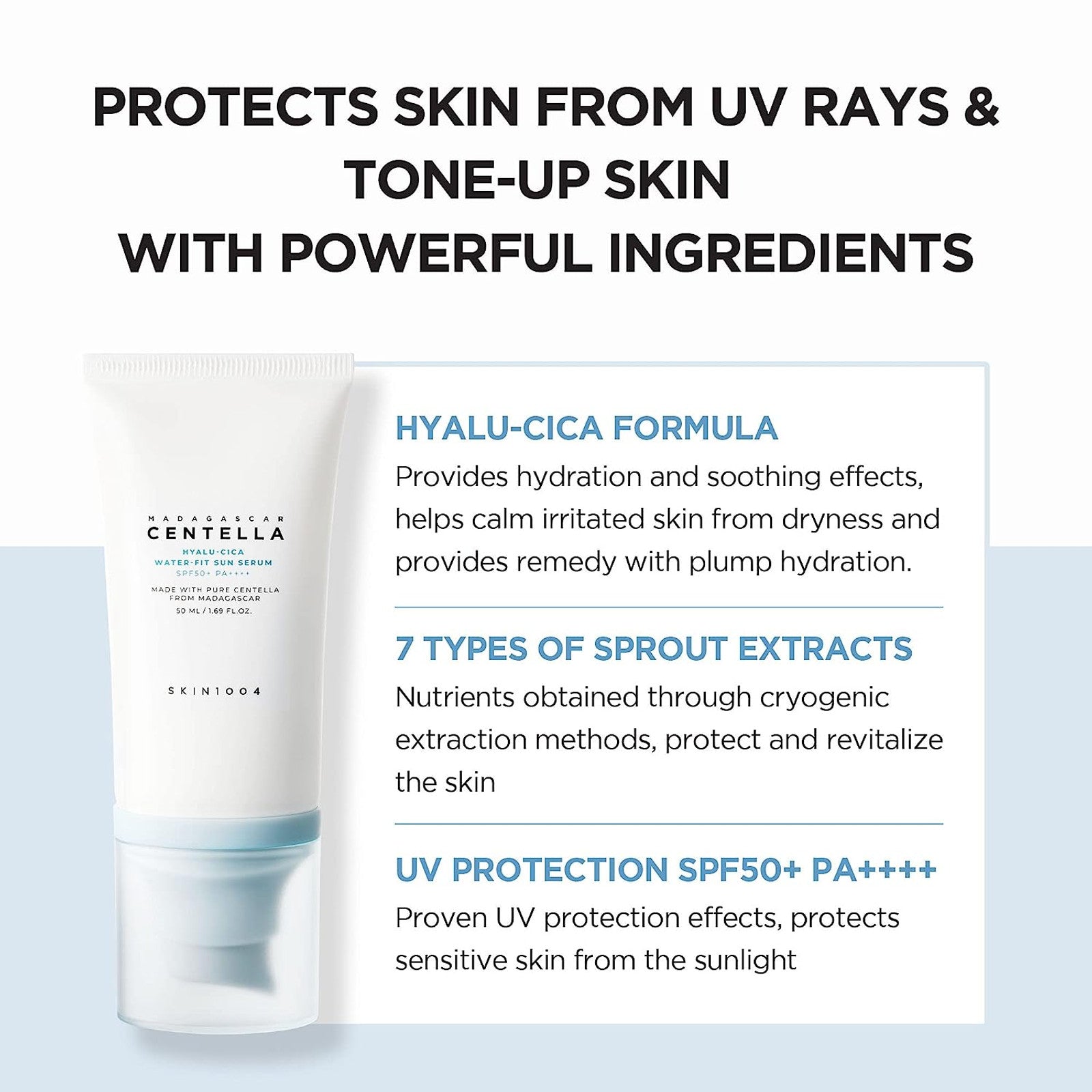 SKIN1004 Madagascar Centella Hyalu-Cica Water-Fit Sun Serum SPF50+ PA++++ (2-Pack) by AsiaBeautyMall