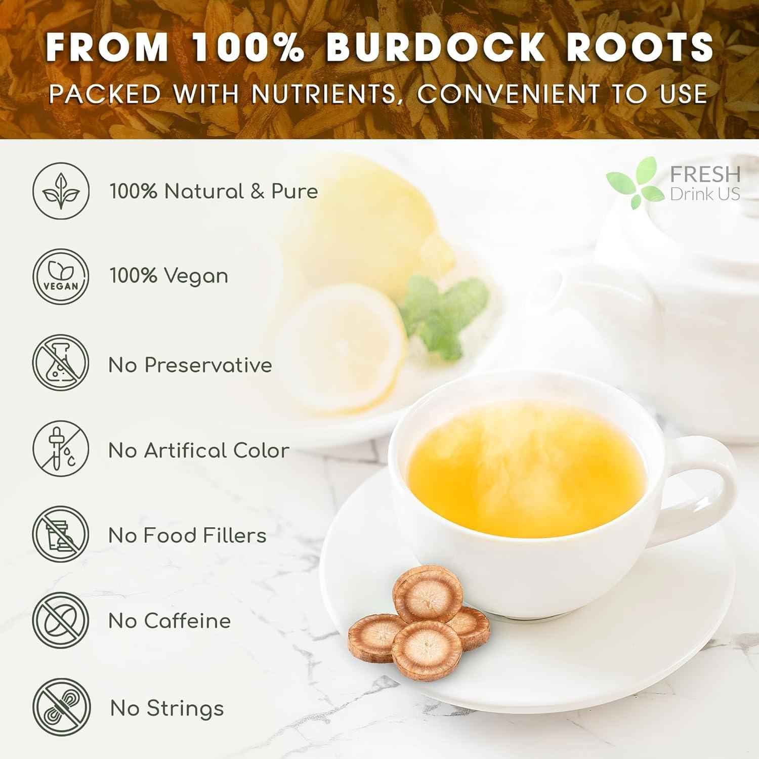 Burdock Root Powder, Burdock Root Extract, 100% Natural & Pure from Burdock Root, Burdock Root Herbal Tea, No Additives, No Caffeine, Vegan